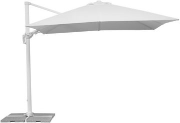 Schneider Schirme Ampelschirm Rhodos Twist Bianco, LxB: 300x300 cm, mit Schutzhülle und Schirmständer, ohne Wegeplatten