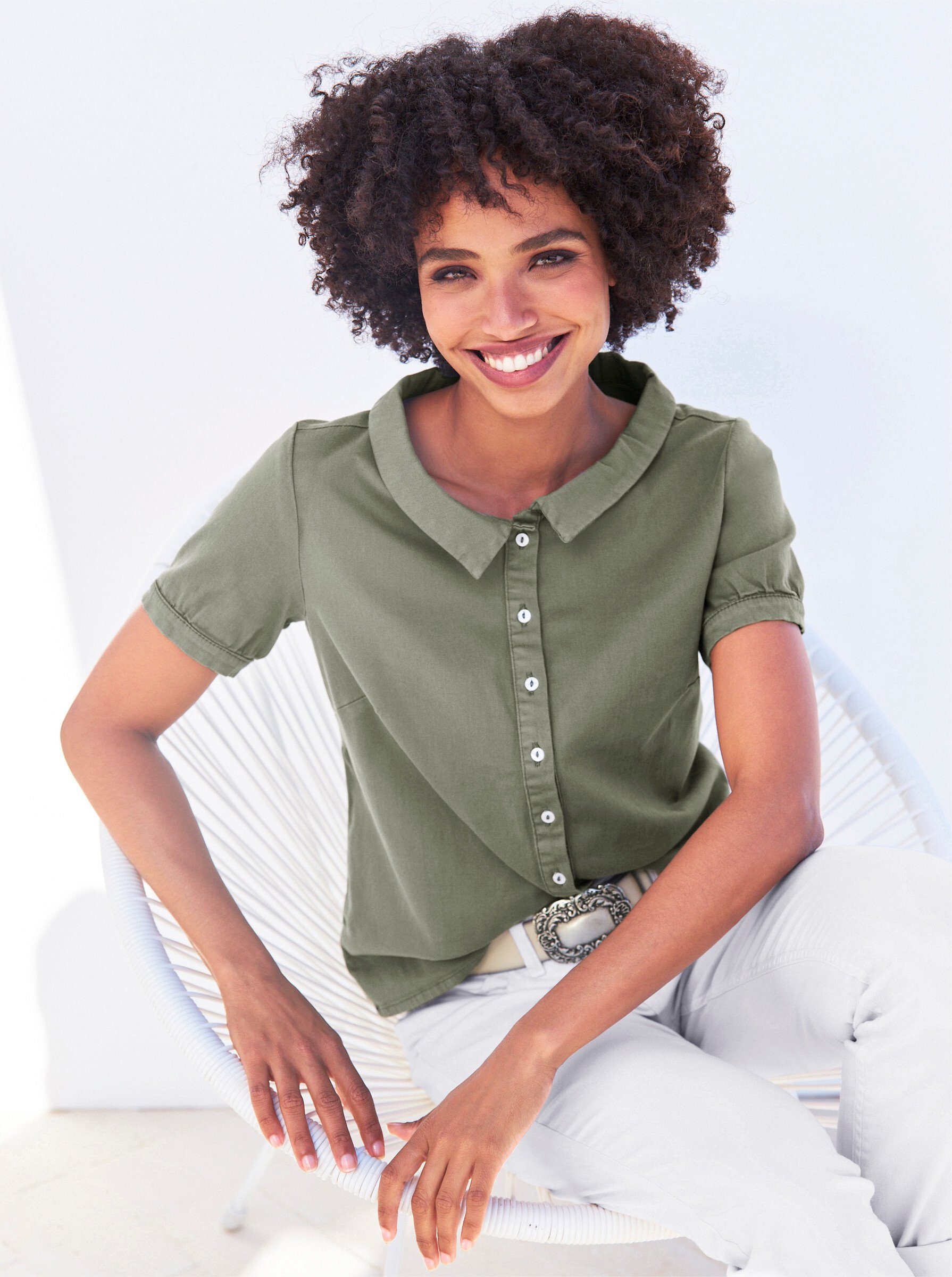 heine Klassische Bluse Bluse Kurzarm