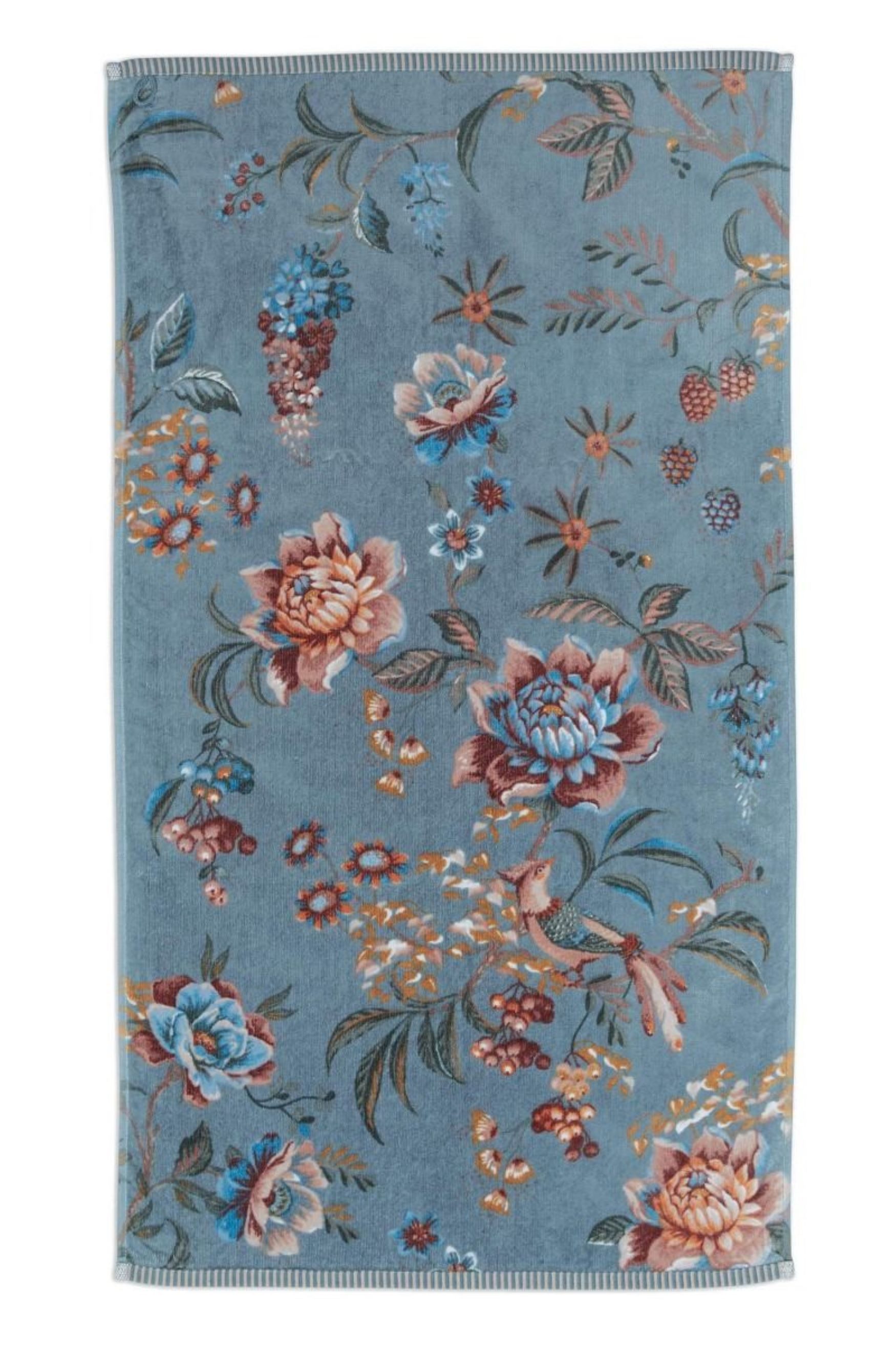 PiP Studio Duschtuch PIP Studio Duschtuch Secret Garden Blue 70x140 cm Blumenranke Blüten, Frottee (1-St), für Sommer und Winter
