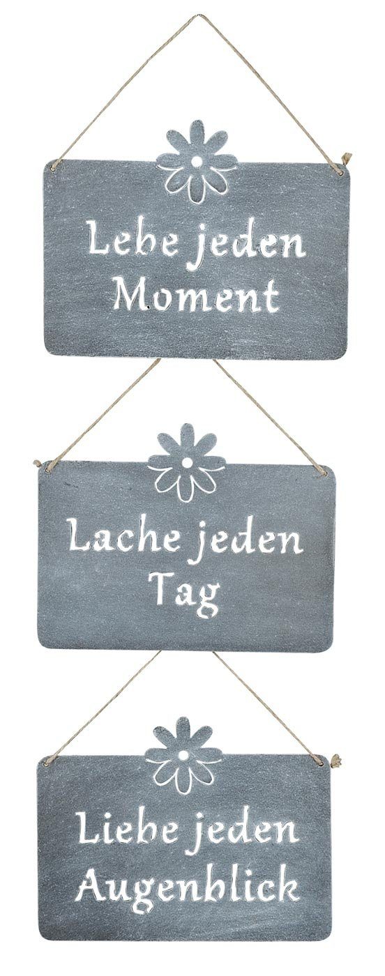 Levandeo® Wandbild, 3er Set Wandbilder Sprüche 25x19cm Schilder Garten-Deko Türschild
