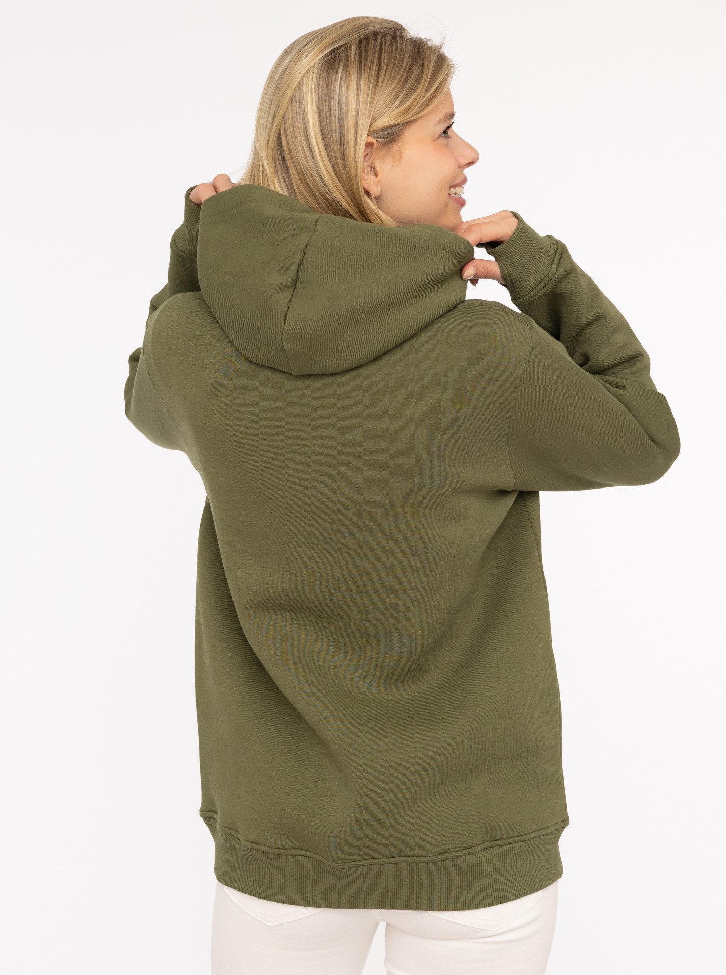 Zwillingsherz Hoodie "Wild at heart" Leo Kapuze und Stickerei, bedruckter Kordelzug, gestrickte Bündchen