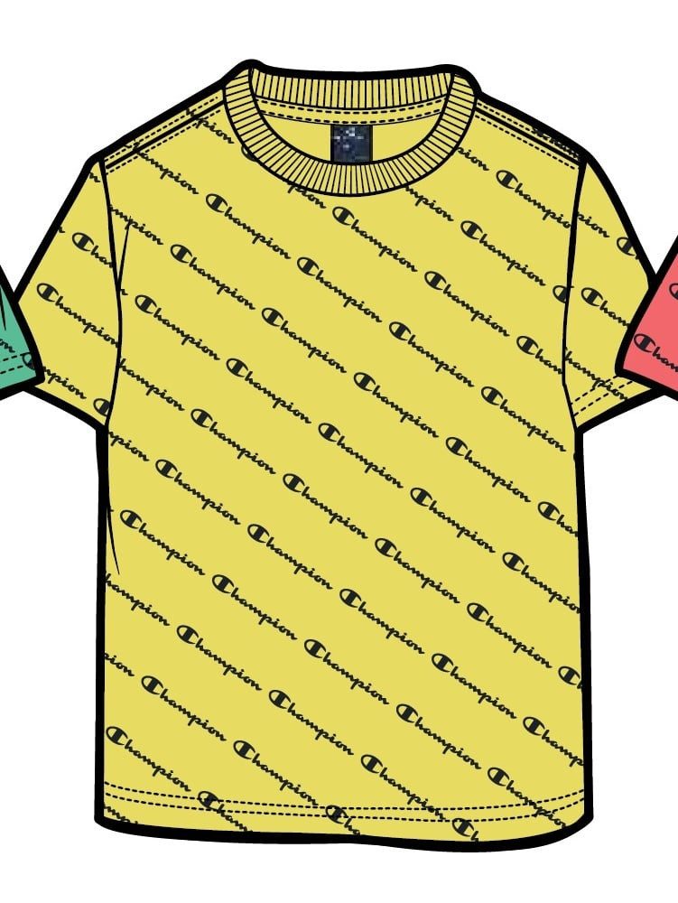 Champion T-Shirt (Baumwolle) Champion kleiner Schriftzug Print gelb Kinder