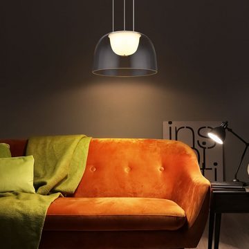 etc-shop LED Pendelleuchte, LED-Leuchtmittel fest verbaut, Warmweiß, LED Pendelleuchte Wohnzimmerlampe Metall Glas messing klar H 120 cm