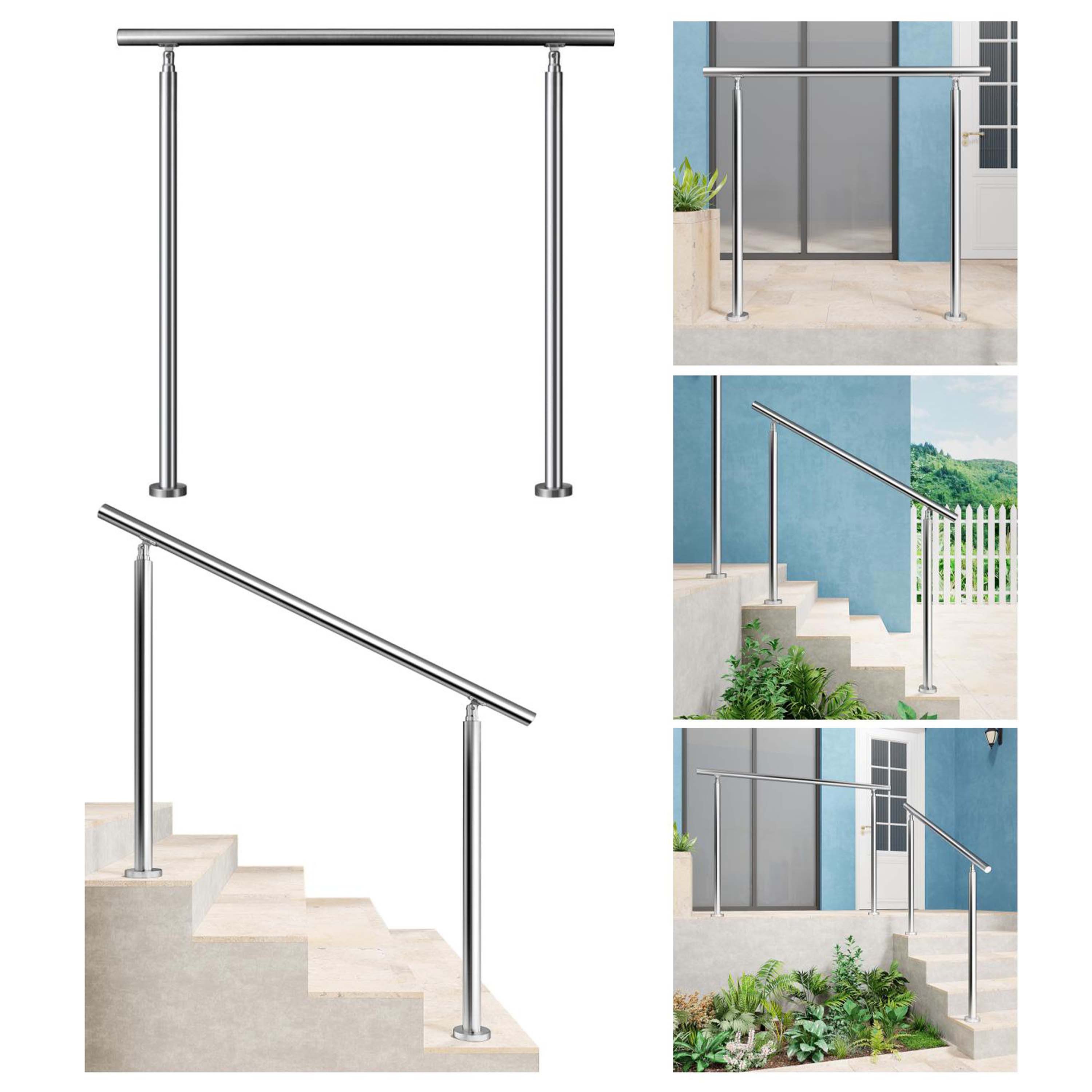 AICA Handlauf Geländer Edelstahl Handlauf, Treppengeländer, Eingangsgeländer 150 cm, 120 cm Gesamtlänge, (Packung), Edelstahl Verdickung, Silbrig/Schwarz, 100/120/150 cm