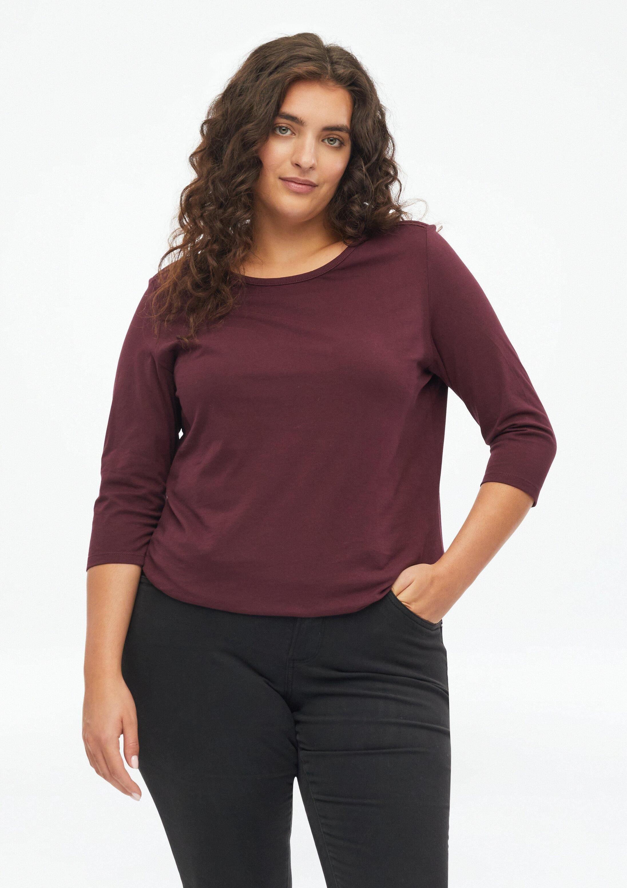 s.Oliver 3/4-Arm-Shirt T-Shirt T-Shirt mit dekorativem U-Boot-Ausschnitt