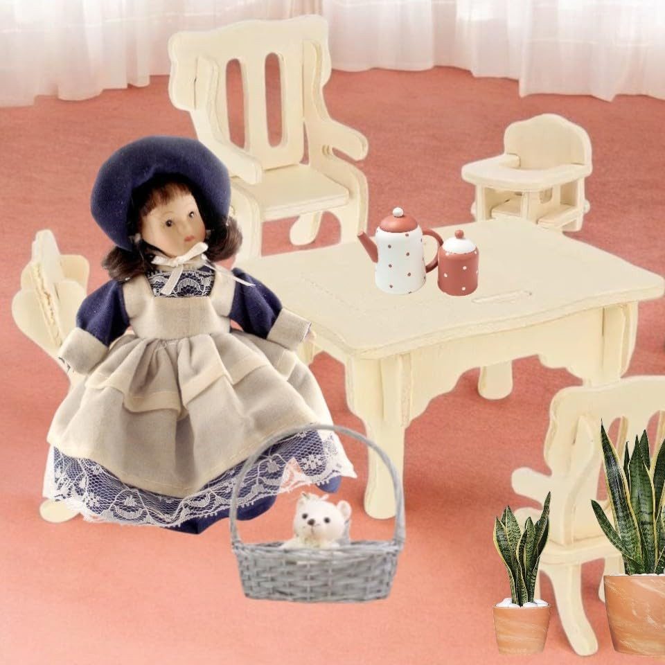 KRUZZEL Puppenhausmöbel Puppenhaus Möbel Set Personalisierbar 34-teilig Küche Bad usw (34tlg) – Bild 4 von 5