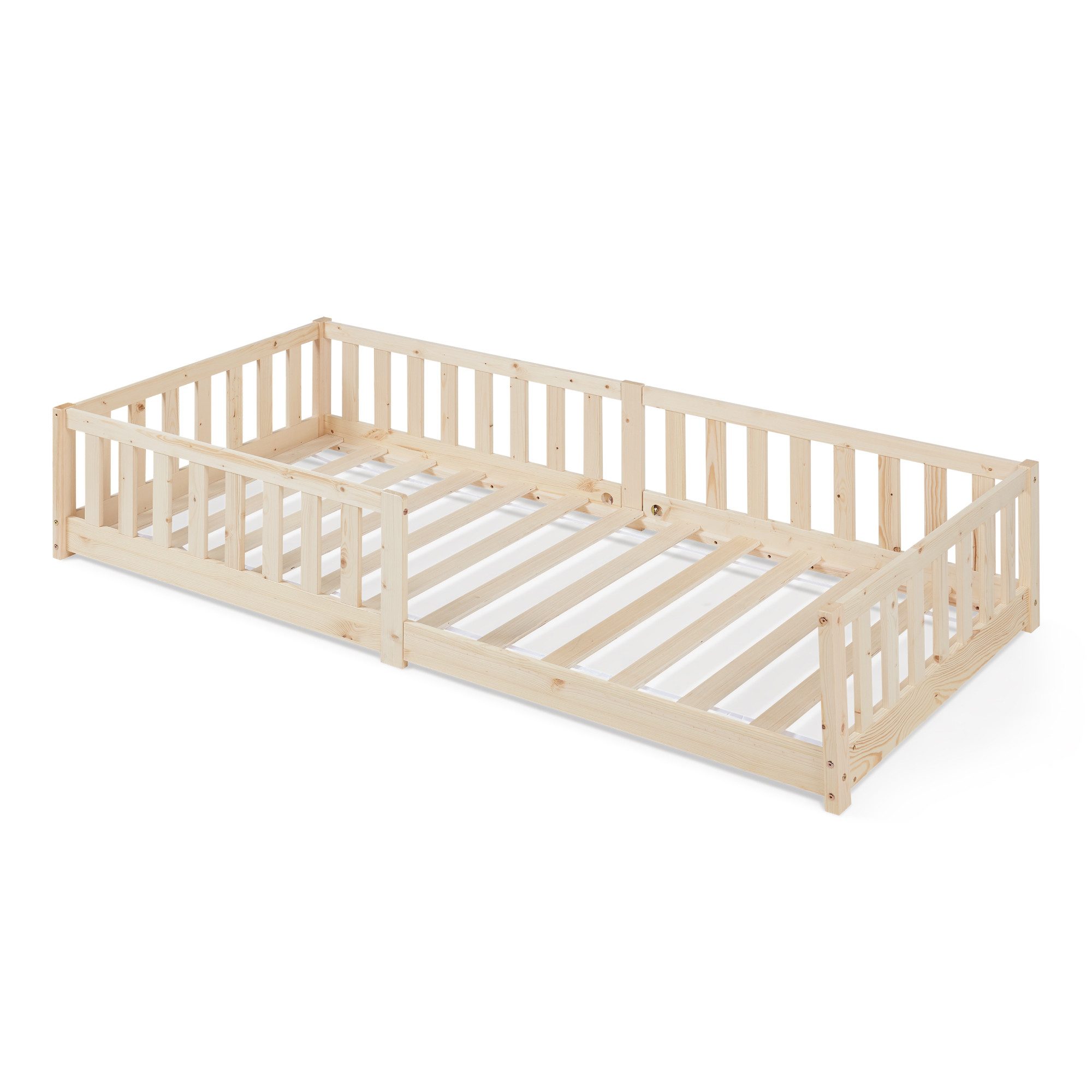 en.casa Kinderbett, »Tanna« mit Rausfallschutz 90x200 cm Montessori Kiefern günstig online kaufen