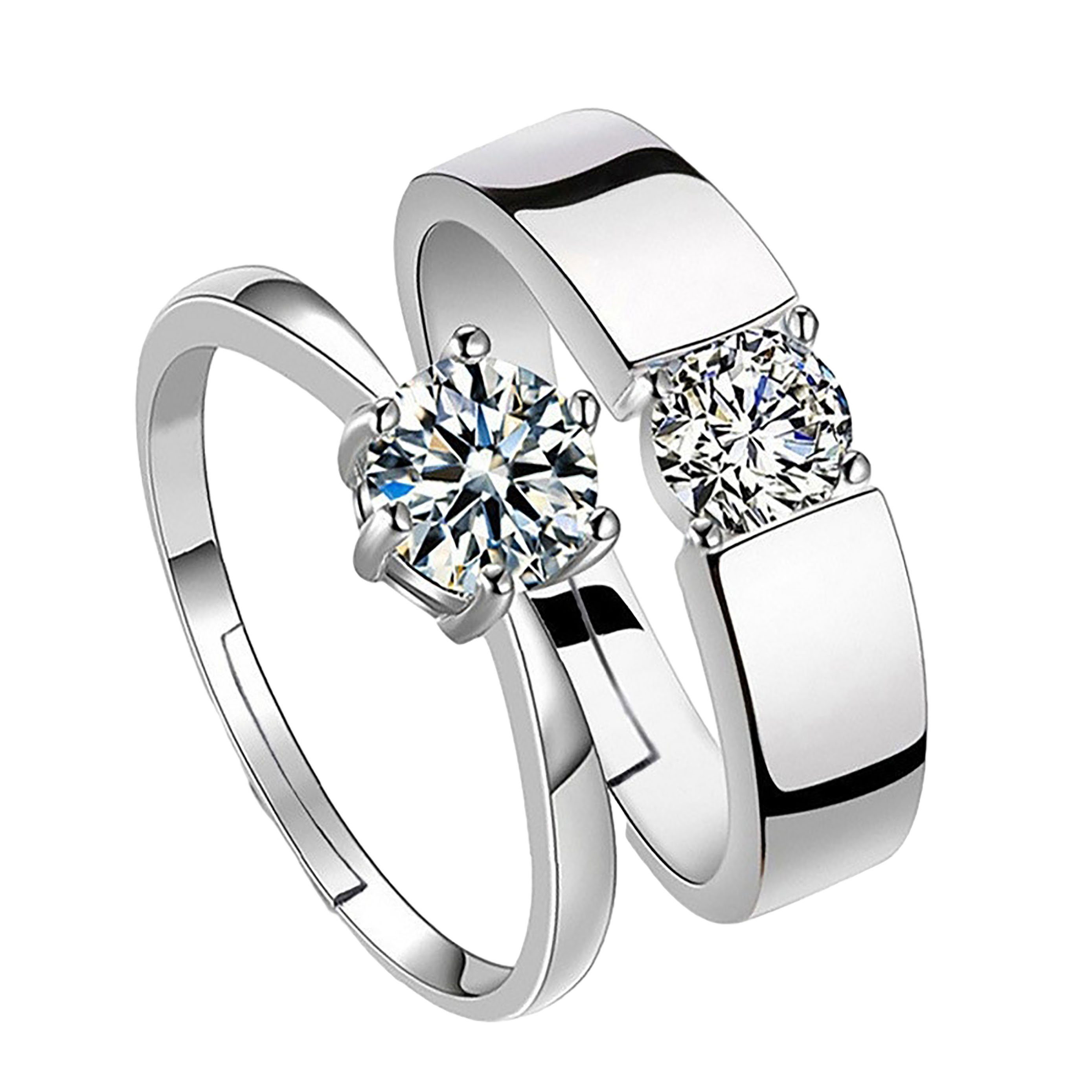offene Kreative Hochzeitsbänder Fingerring (2-tlg) Diamantbänder SRRINM