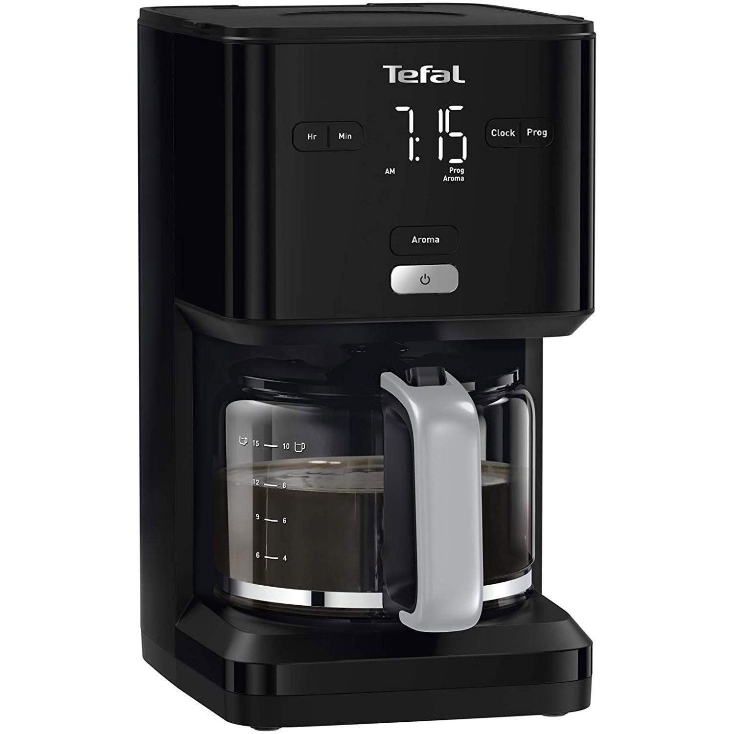 Einstellbare Warmhalte-Funktion, perfekten Aroma-Intensität Kaffeekanne, Tefal Filterkaffeemaschine 24h-Timer, Digitales 1.25l für LCD-Display, Genuss CM600810, Aroma-Funktion,