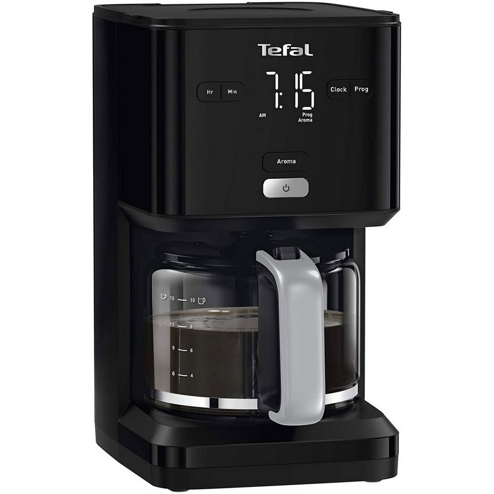 Tefal Filterkaffeemaschine CM600810, 1.25l Kaffeekanne, 24h-Timer,  Digitales LCD-Display, Aroma-Funktion, Warmhalte-Funktion, Einstellbare  Aroma-Intensität für perfekten Genuss
