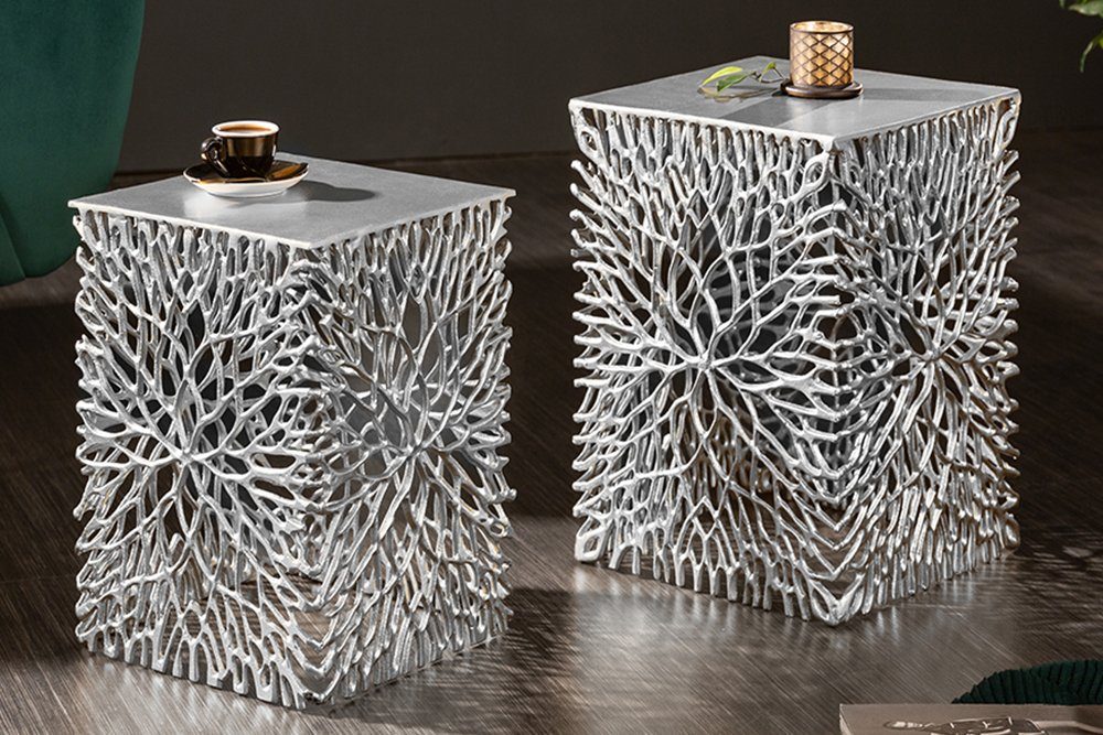 riess-ambiente Beistelltisch LEAF 30cm silber (Set, 1-St), Nachttisch · Met günstig online kaufen