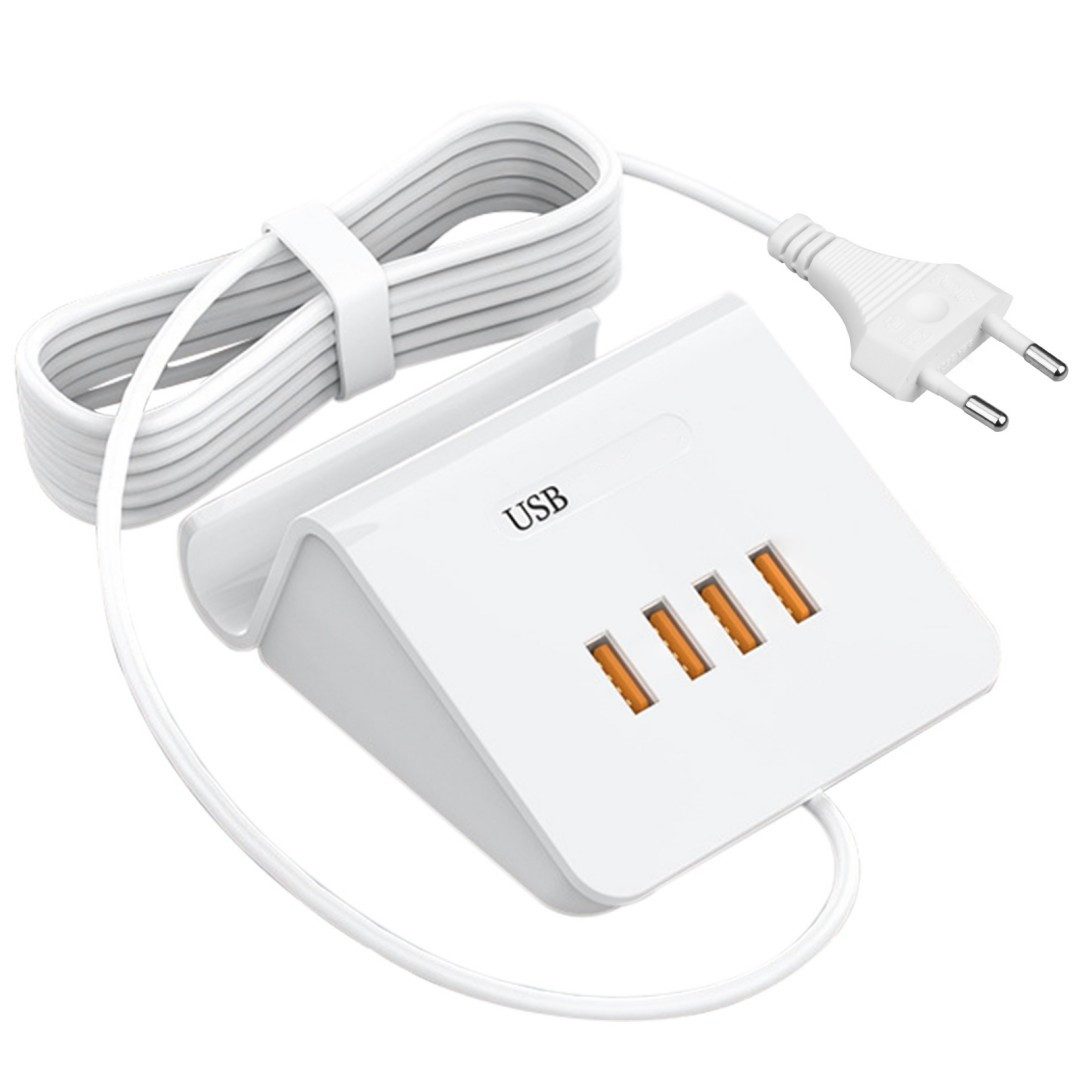 Kityhome 4-USB-C Ladestation mit Handy-Ständer, weiß – Schnelllade-Hub USB-Ladegerät (Hochwertige, Universell kompatibel, Integrierter Phone-/Tablet-Ständer)