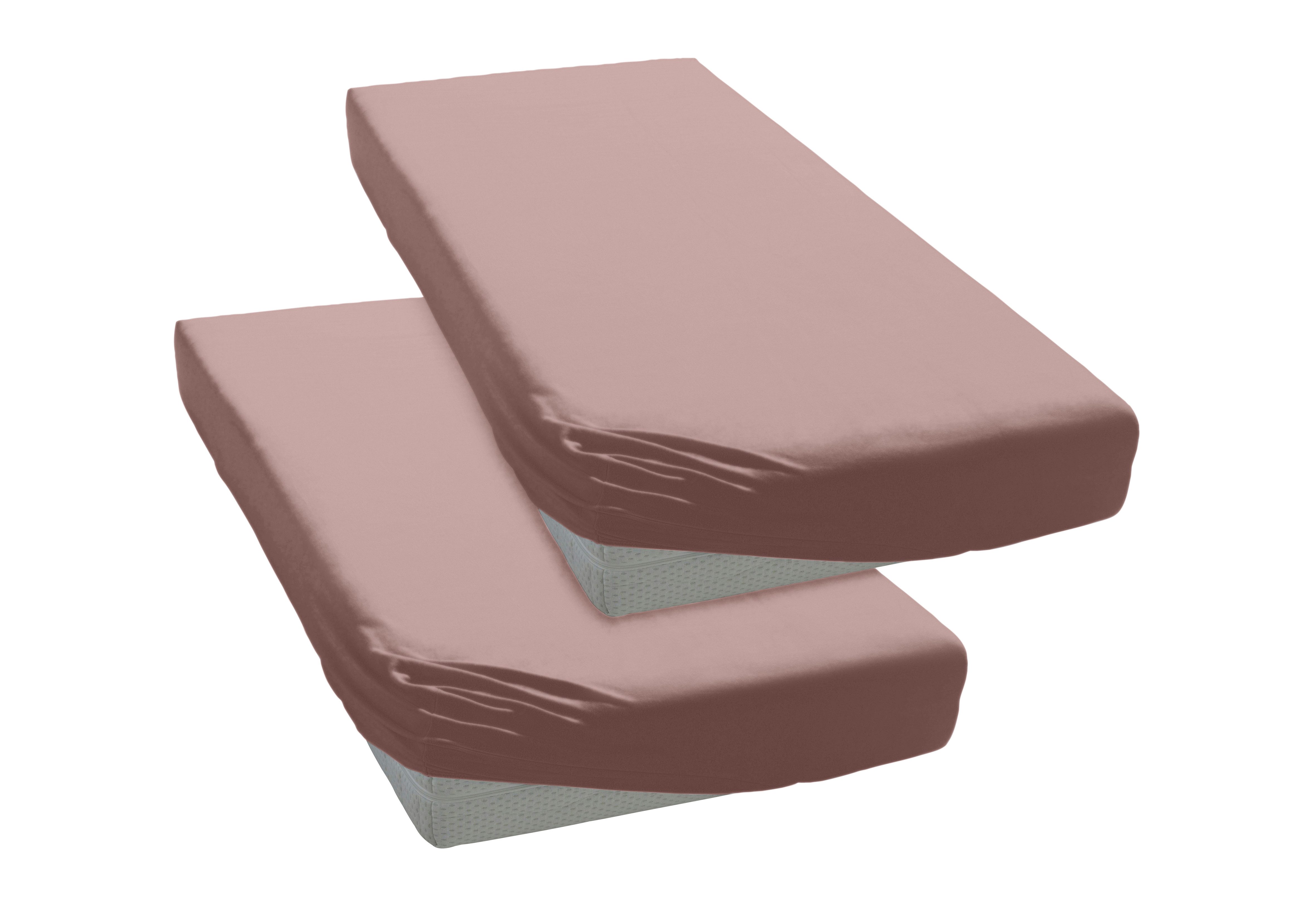 my home Spannbettlaken 155LABLACKBER, Jersey, Gummizug: rundum, (2 Stück), 100% Baumwolle, Matratzen bis 28 cm Höhe, Bettlaken, Spannbetttuch