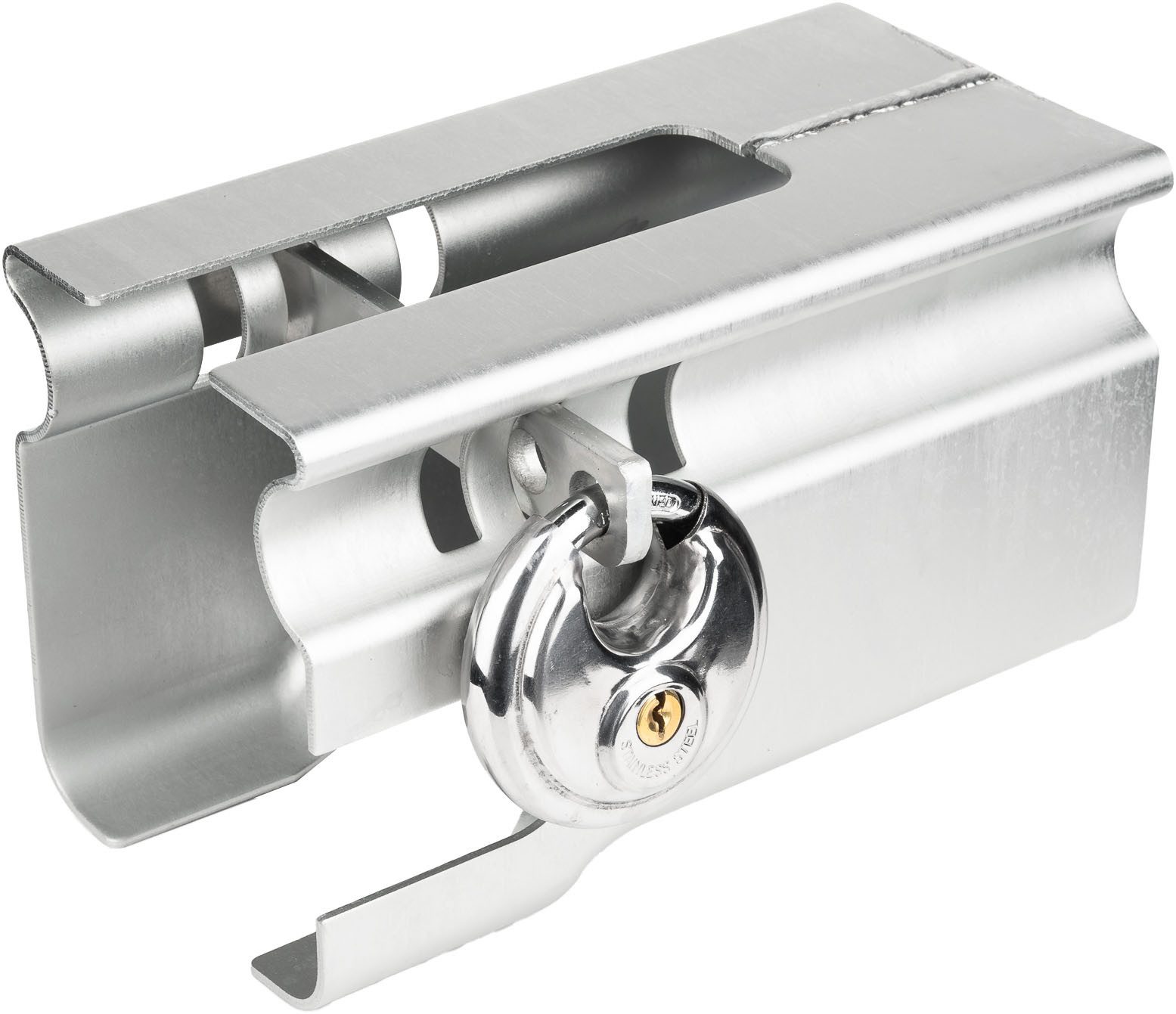 STEMA Kastensicherung Diebstahlsicherung Safety-Box (Packung, 3-tlg., Kastensicherung, Riegel, Schloss), Für Anhänger im abgekuppelten Zustand
