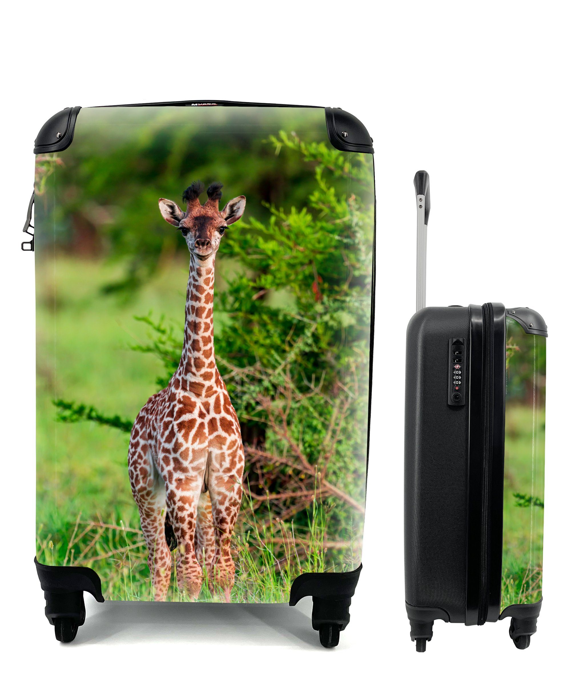 MuchoWow Handgepäckkoffer Baby - Giraffe - Pflanzen, 4 Rollen, Reisetasche mit rollen, Handgepäck für Ferien, Trolley, Reisekoffer | Handgepäck-Koffer