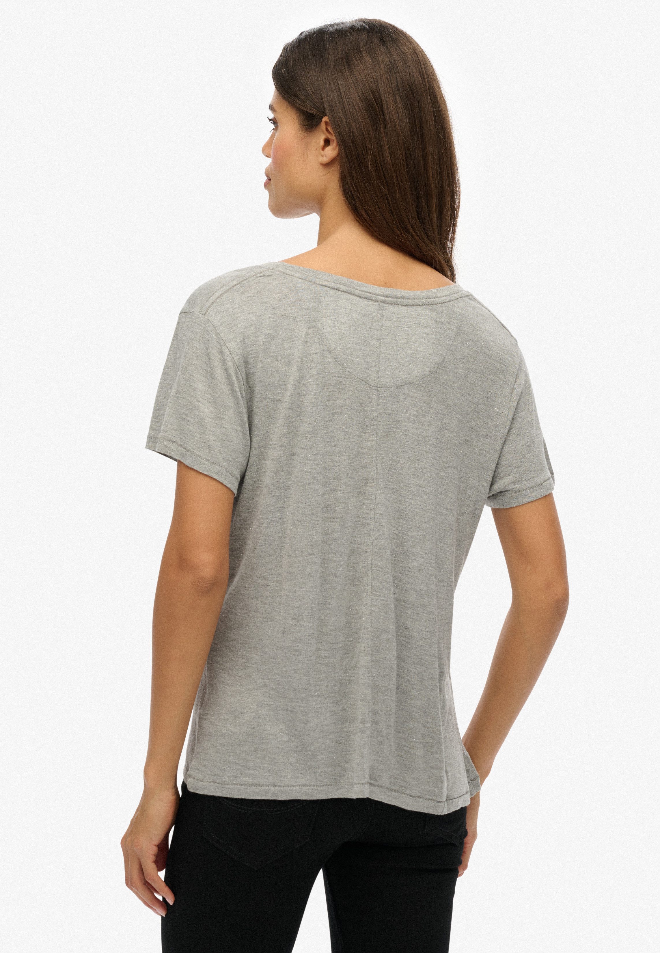 Superdry T-Shirt STUDIOS SLUB EMB VEE TEE Baumwollmischung, relaxed fit – Bild 3 von 5