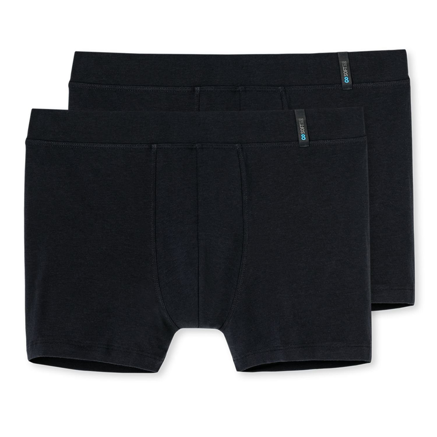 Schiesser Boxershorts Long Life Soft Dunkelblau Webgummibund Schnitt, (2-St) ohne innenliegender körpernaher Eingriff