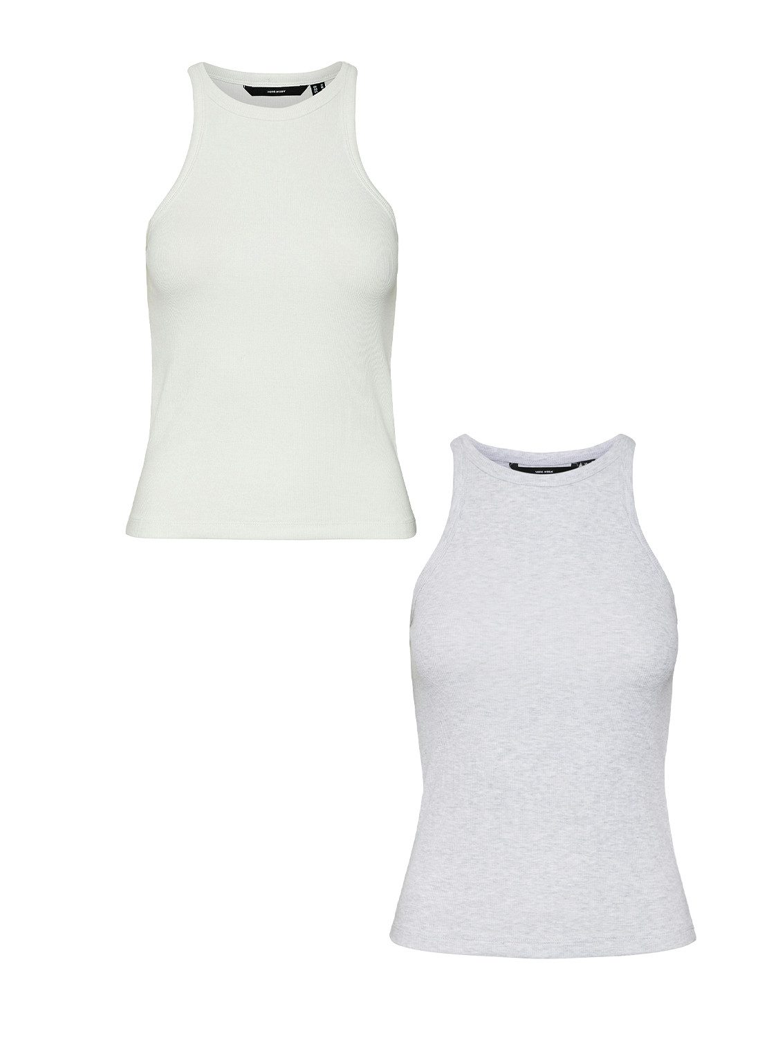 Vero Moda Shirttop 2er-Set enges Tank Rundhals ohne Ärmel (2-tlg) VMCHLOE SHORT TANK TOP GA JRS NOOS