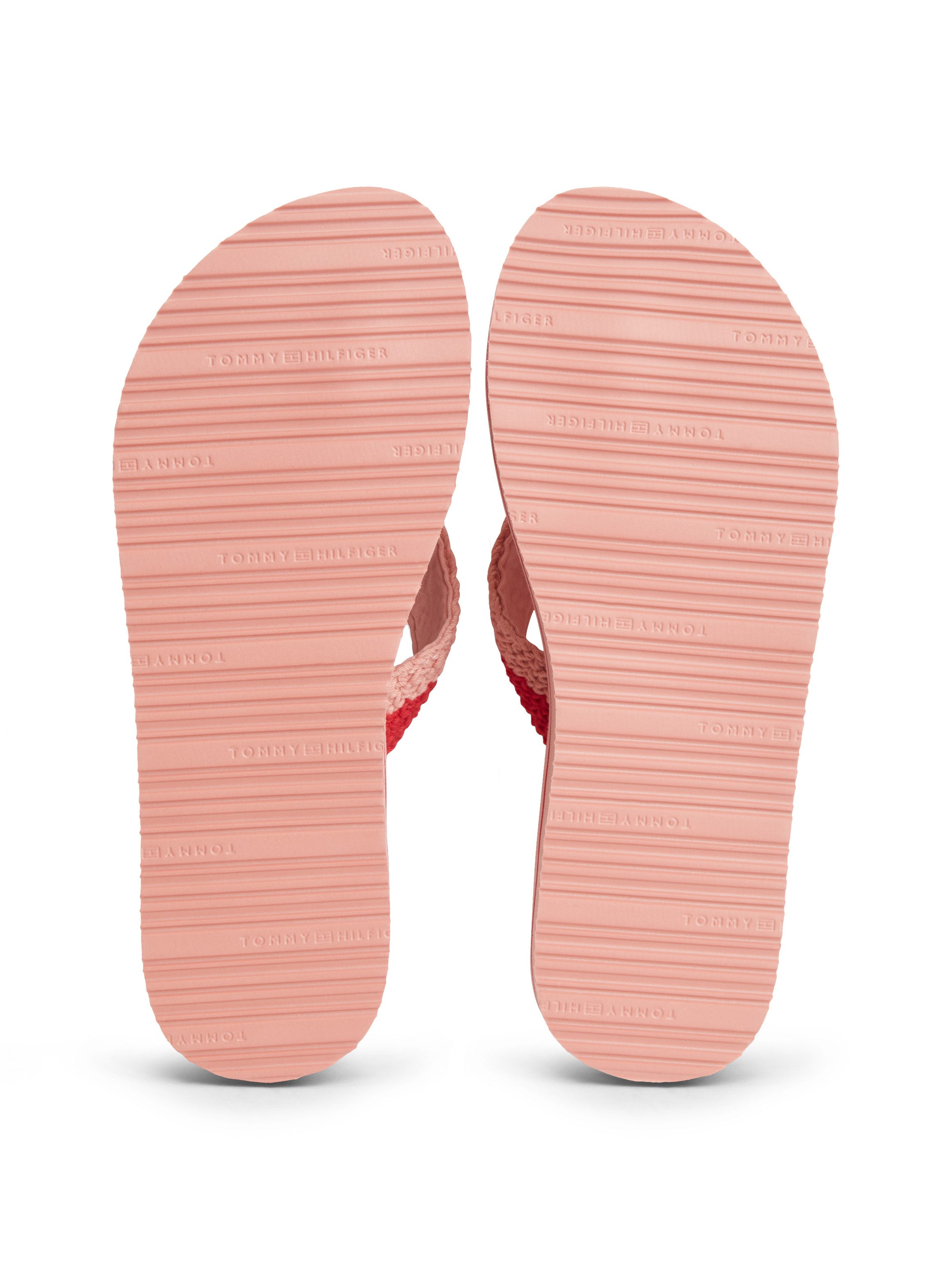 Tommy Hilfiger TH CROCHET SUMMER SANDAL Zehentrenner Dianette, Strandschuh in sommerlicher Häkeloptik