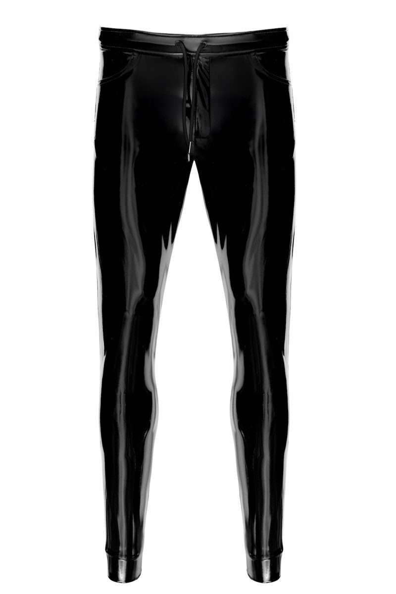 Noir Handmade Men Lederimitathose Herren-Hose in schwarz - L