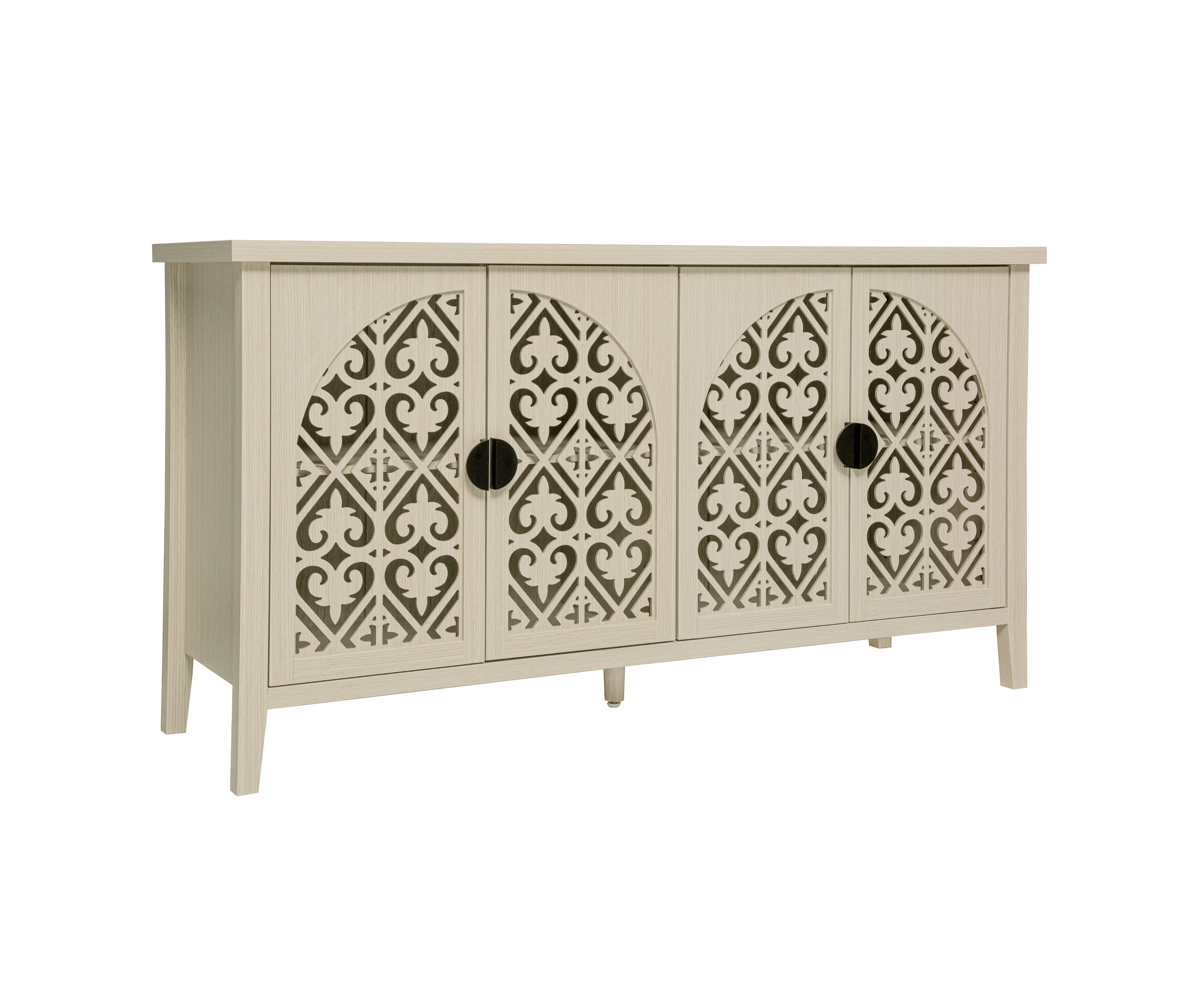 MilestoneHOMELIFE Sideboard Natürliches Holzfarbener vier Türen Sideboard ( günstig online kaufen
