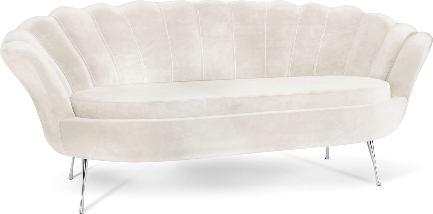 WFL GROUP Sofa Muschel, Samt 3-Sitzer Couch mit Golden oder Silber Metallbeinen