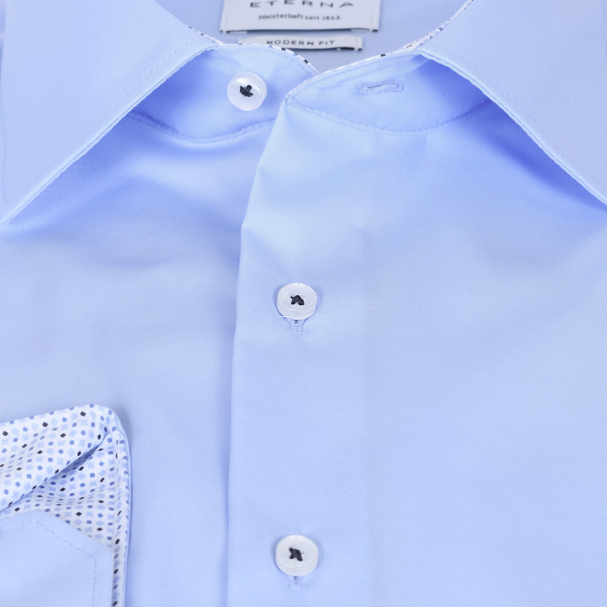 Eterna Langarmhemd Langarmhemd Modern Fit I Hellblau I Bügelfrei I Dynamic Cotton™
