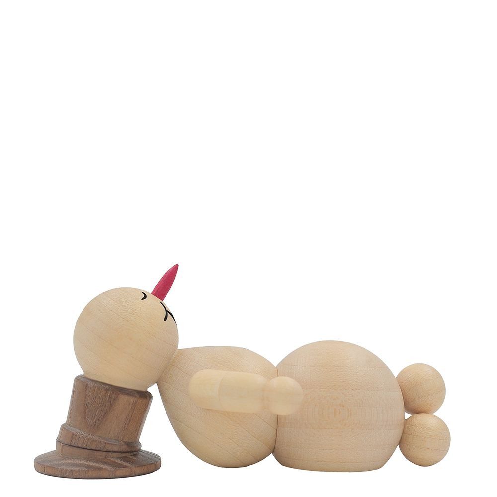 Drechslerei Volkmar Wagner Räuchermännchen Schneemann „schlafend“ - 4 cm - Original Erzgebirge