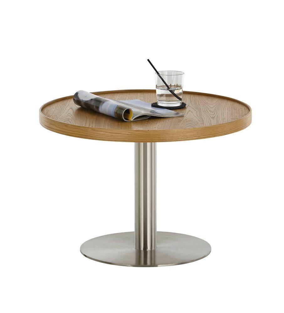 MCA furniture Couchtisch Couchtisch Monteverde, rund, Ø60/Ø80, Eiche / Edelstahl, verschied (no-Set), Breite 60 cm,Tischplatte aus Echtholz furniert
