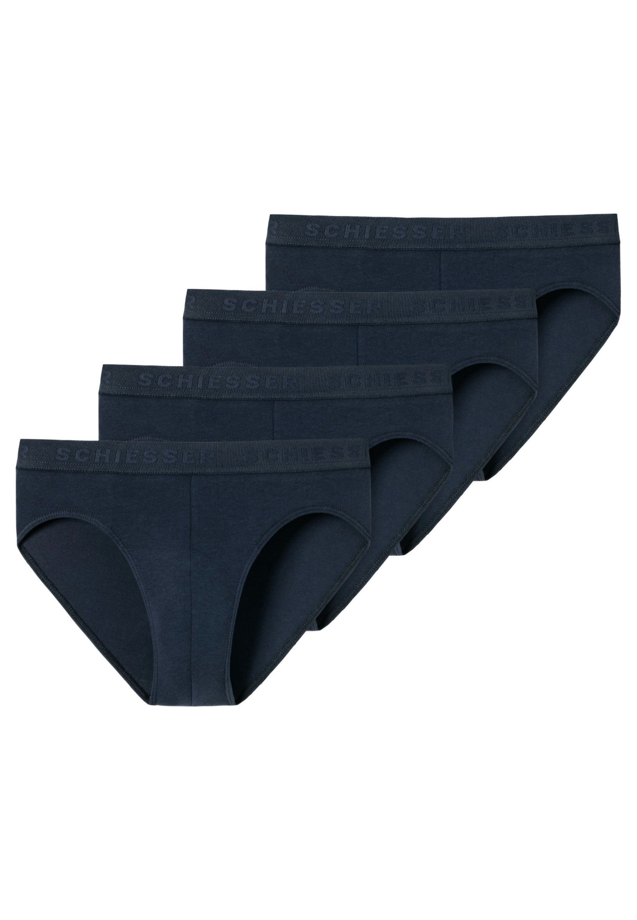 Boys - Unterhose / Slip 4er Baumwolle Schiesser 95/5 Nachtblau 4-St) - Slip Pack Cotton - Organic Ohne Eingriff (Spar-Set, Teens
