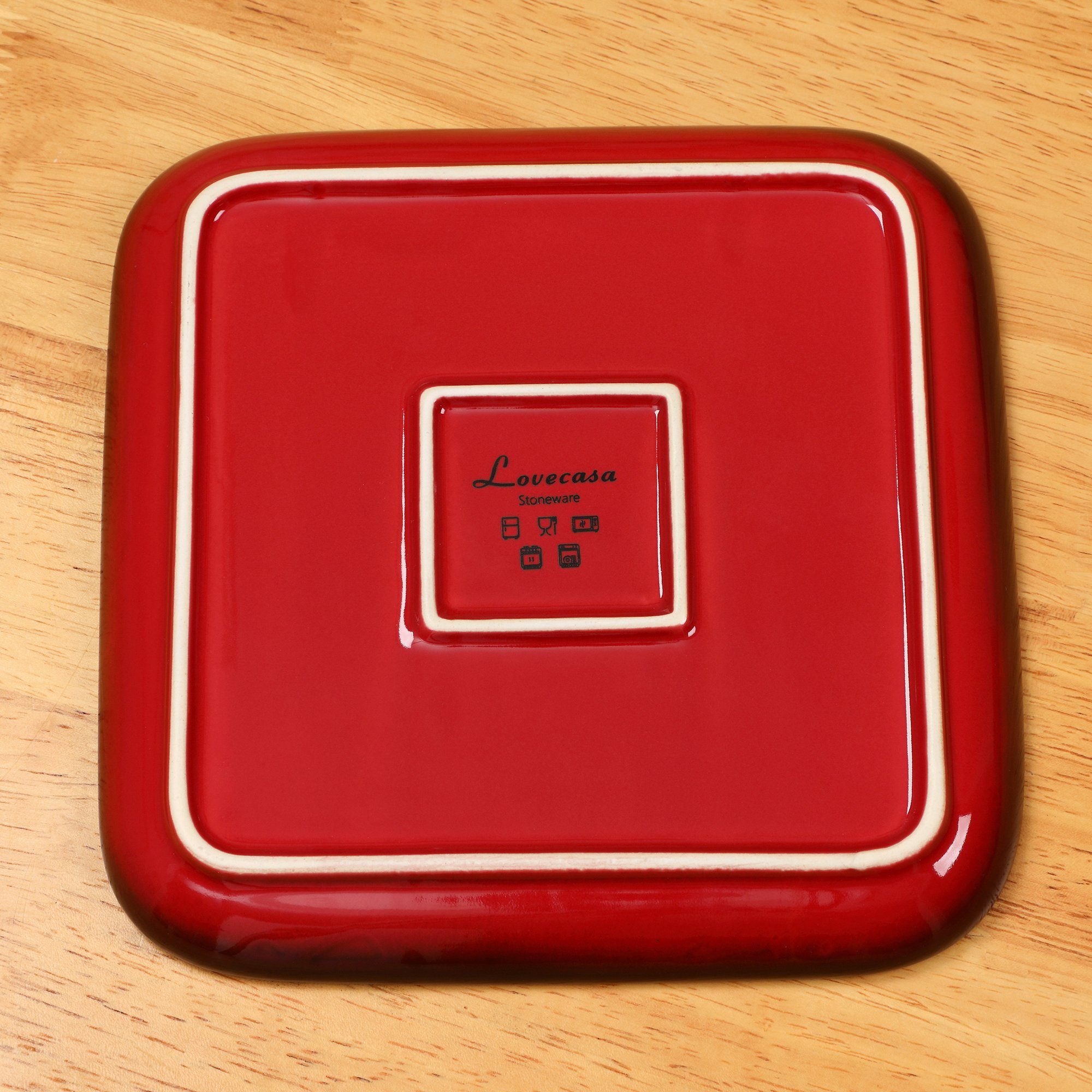 Steingut, 4 Rot Personen, (4-tlg), LOVECASA Dessertteller Geschirr-Set