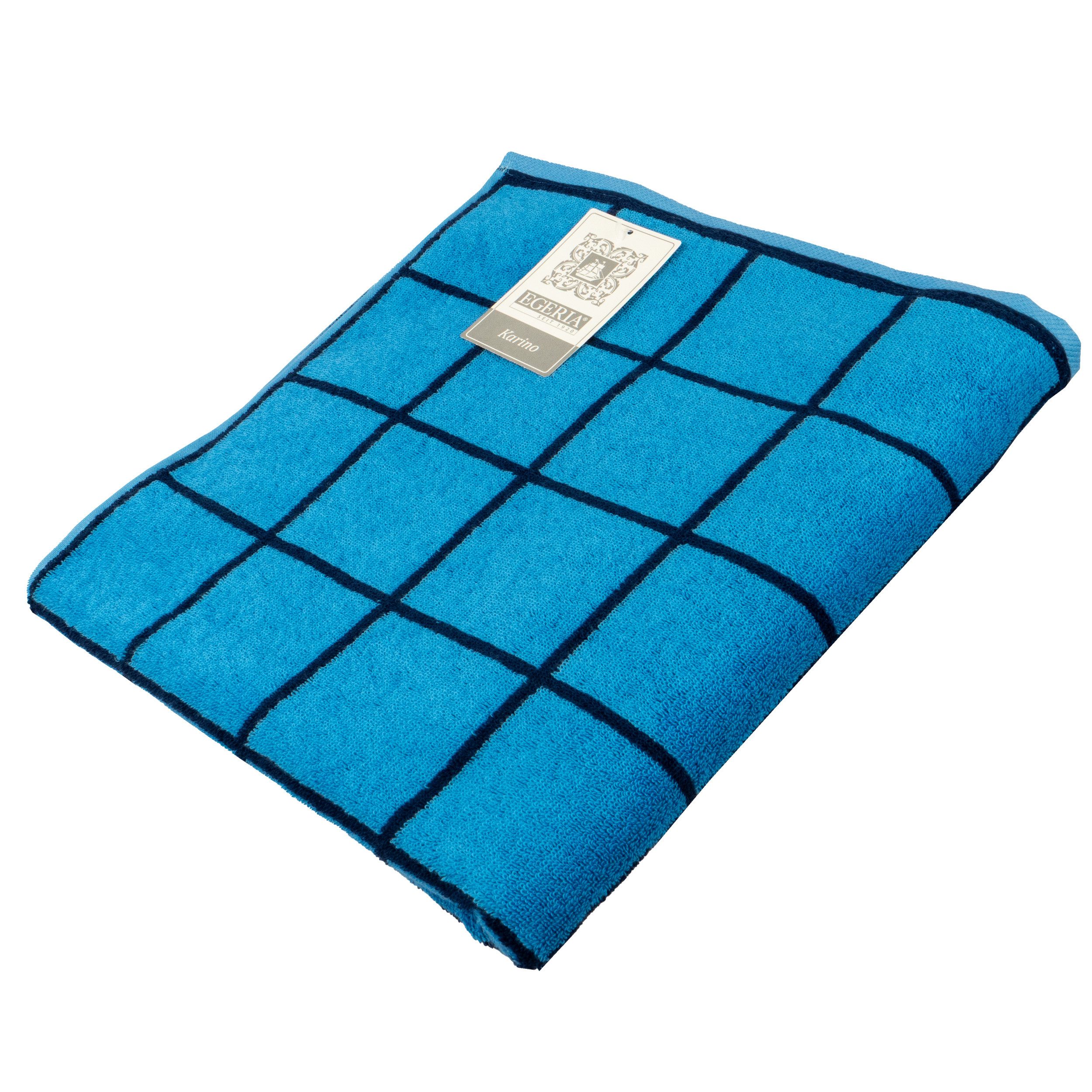 Egeria Duschtuch Karino, Frottier (1-St), modern kariert, hellblau, dunkelblau