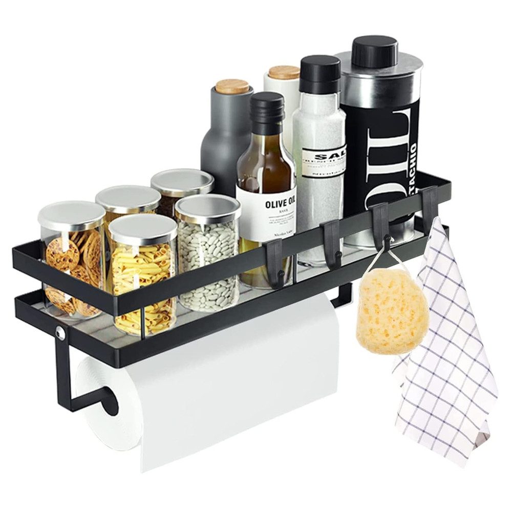 TUWENA Aufbewahrungsbecher Gewürzregal Hängend Mit rollenhalter und 4 Haken,kücheutensilienhalter