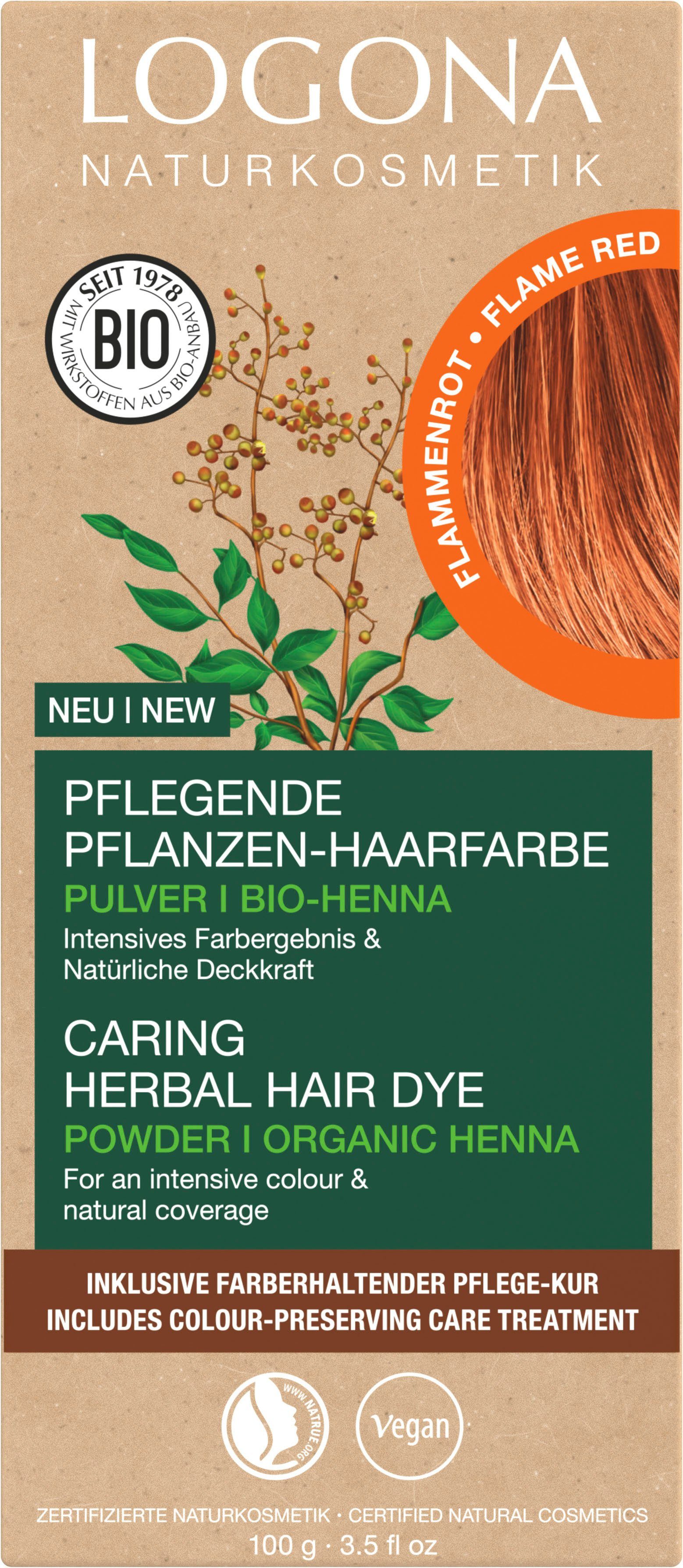 Pflanzen-Haarfarbe LOGONA Flammenrot Haarfarbe Pulver 03