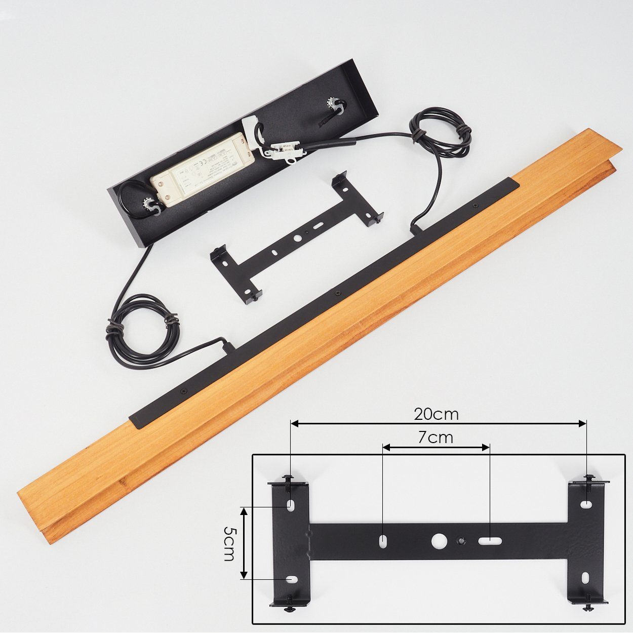 3000 Kelvin, Schwarz/Natur, Hängelampe »Rauscedo« Tastdimmer, in mit hofstein dimmbar Metall/Holz in Pendelleuchte Stufen,LED, 3000 aus max. Lumen Hängeleuchte 4