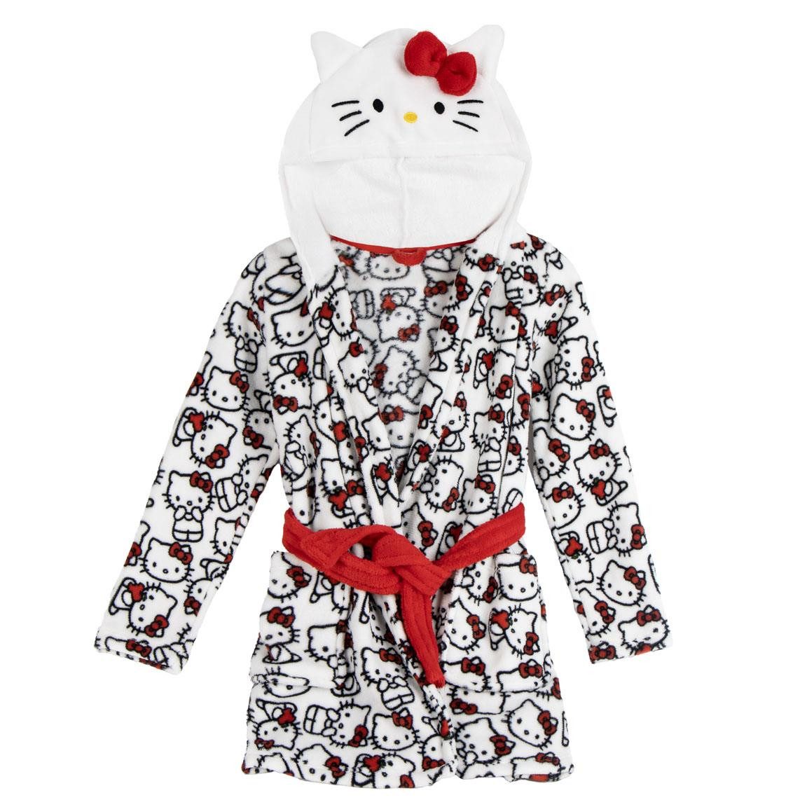Hello Kitty Kinderbademantel Hello Kitty Mädchen Bademantel mit Kapuze