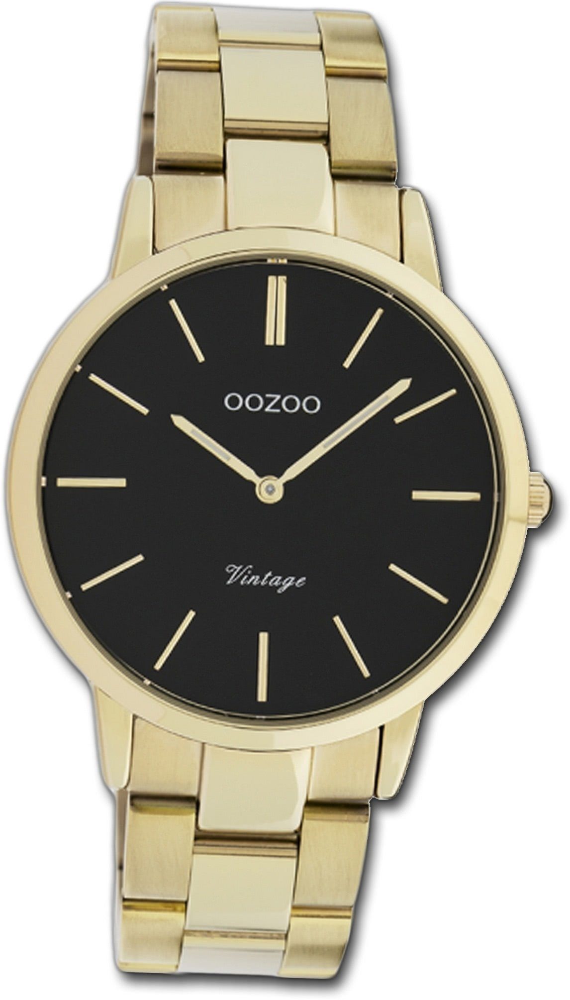 OOZOO Quarzuhr Oozoo Edelstahl Damen Uhr C20035, Damenuhr Edelstahlarmband gold, rundes Gehäuse, mittel (ca. 38mm)