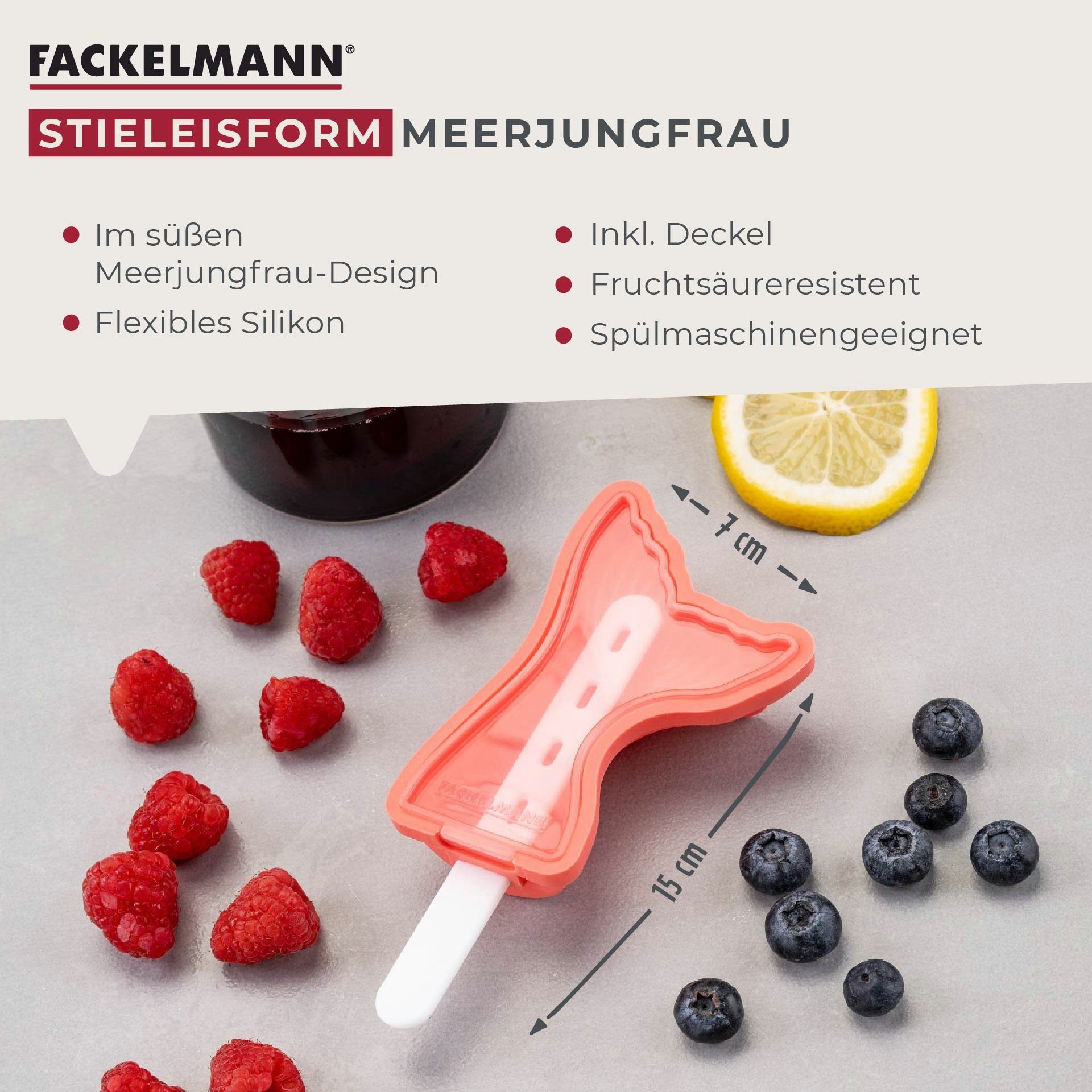 FACKELMANN Eisform Stieleisform Meerjungfrau, Silikon-Eisbereiter
