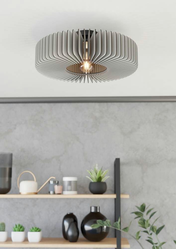 EGLO Deckenleuchte PALOMBAIA, ohne Leuchtmittel, Deckenlampe, Wohnzimmerlampe aus Holz, E27 Fassung, Ø 50 cm