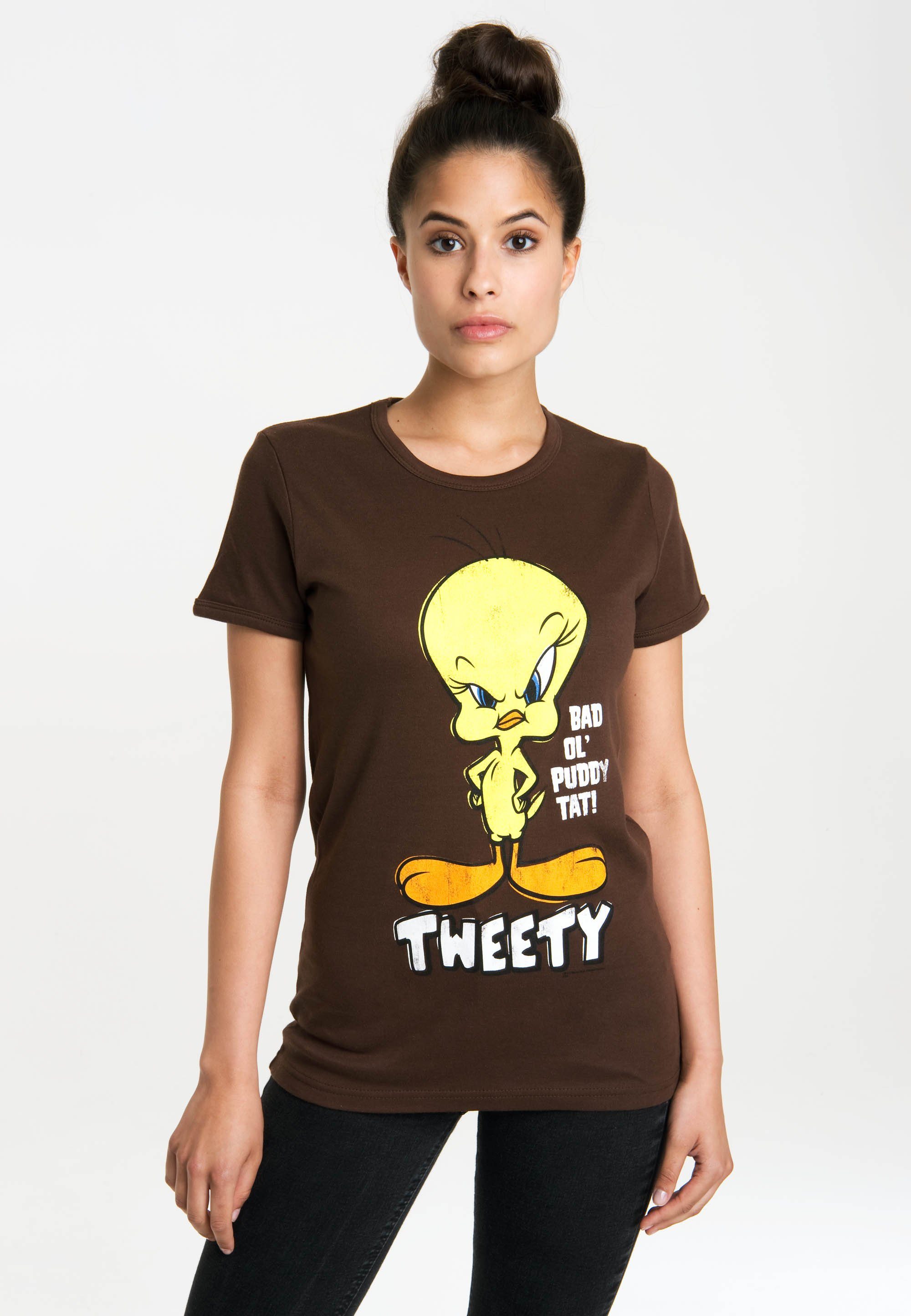 LOGOSHIRT T-Shirt Looney Tunes – lizenzierten mit Tweety Originaldesign