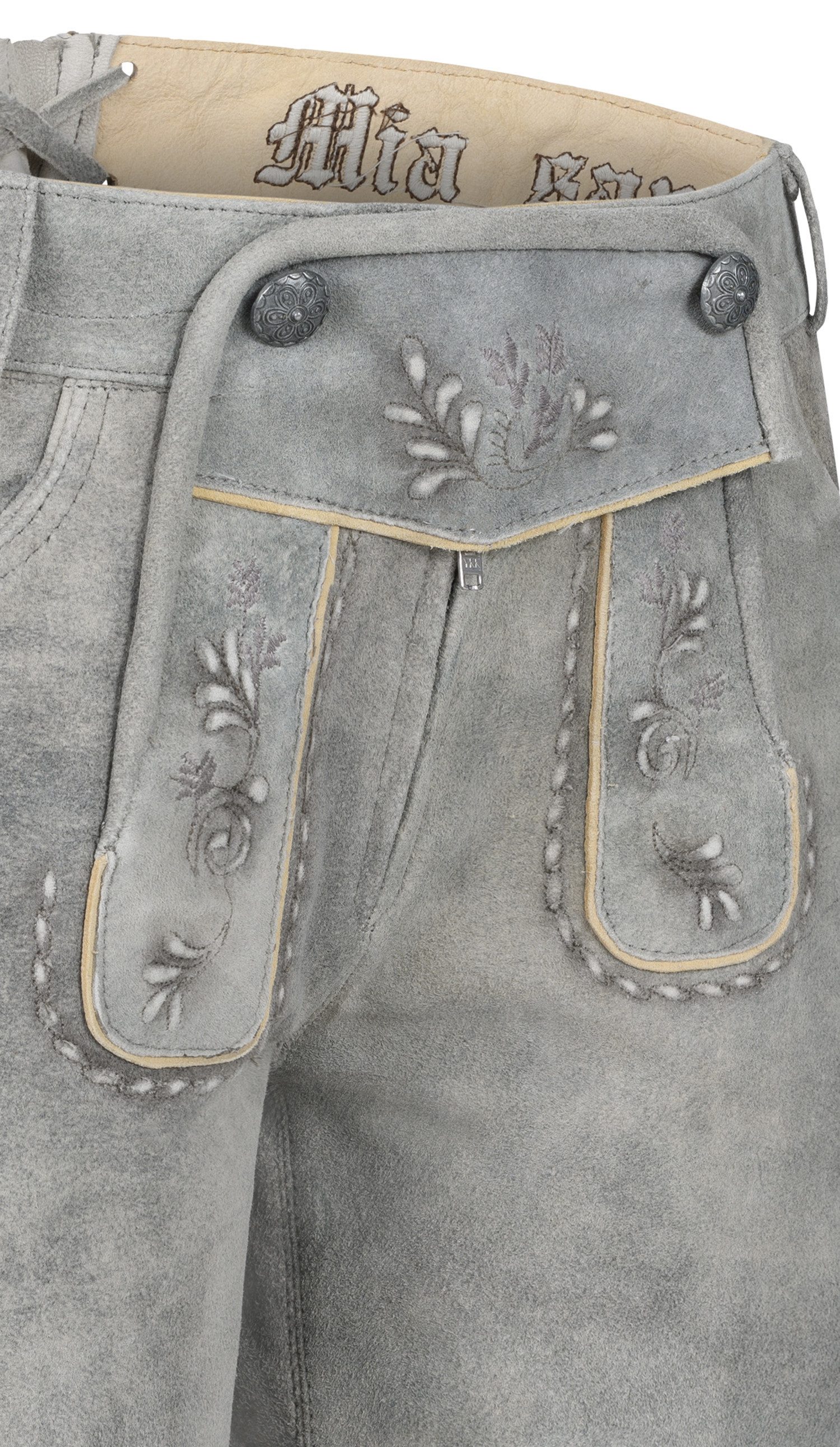 Nübler Trachtenlederhose Hotpant Victoria London Fog hellgrau von Nübler.