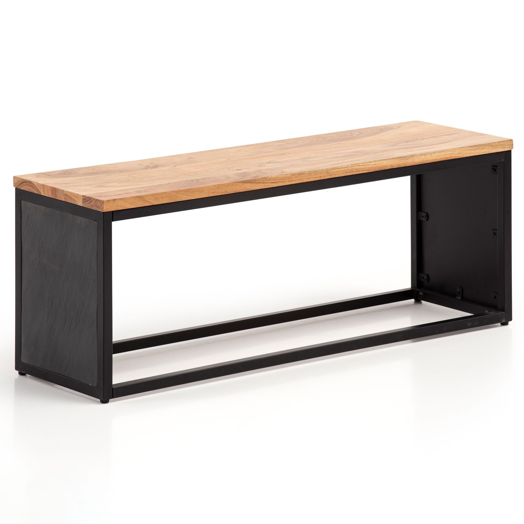 FINEBUY Sitzbank FB95857 (Massivholz / Steinoptik Bank 120x45x35 cm Modern), Flurbank mit Metallgestell, Kleine Bettbank