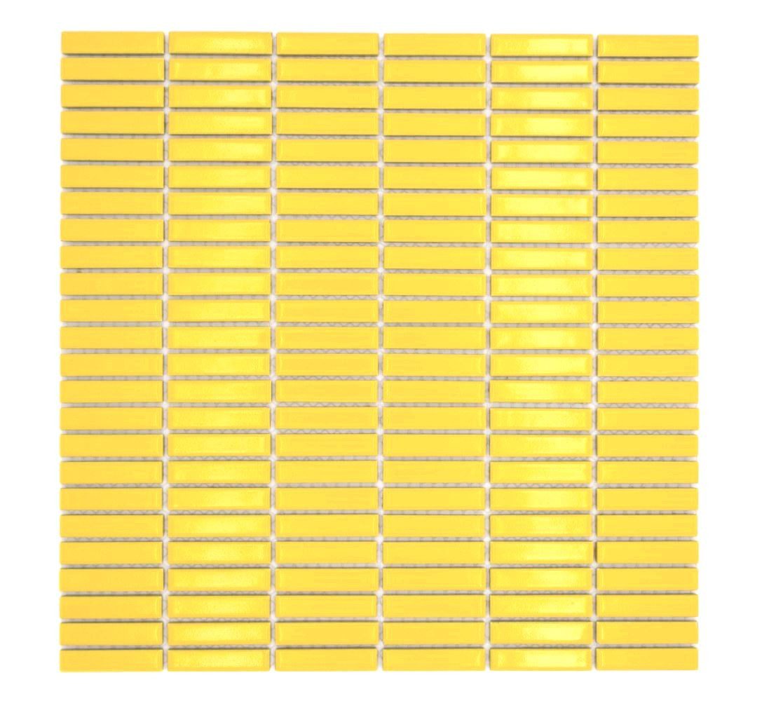 Mosani Mosaikfliesen Keramik Mosaik Stäbchen Retro 50er 60er Jahre Riemchen gelb