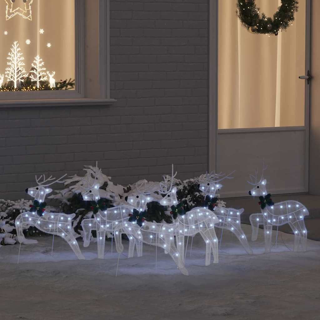 vidaXL Christbaumschmuck LED Rentiere 6 stk. Weiß 45 x 19 x 65 cm Stoff (6-tlg)