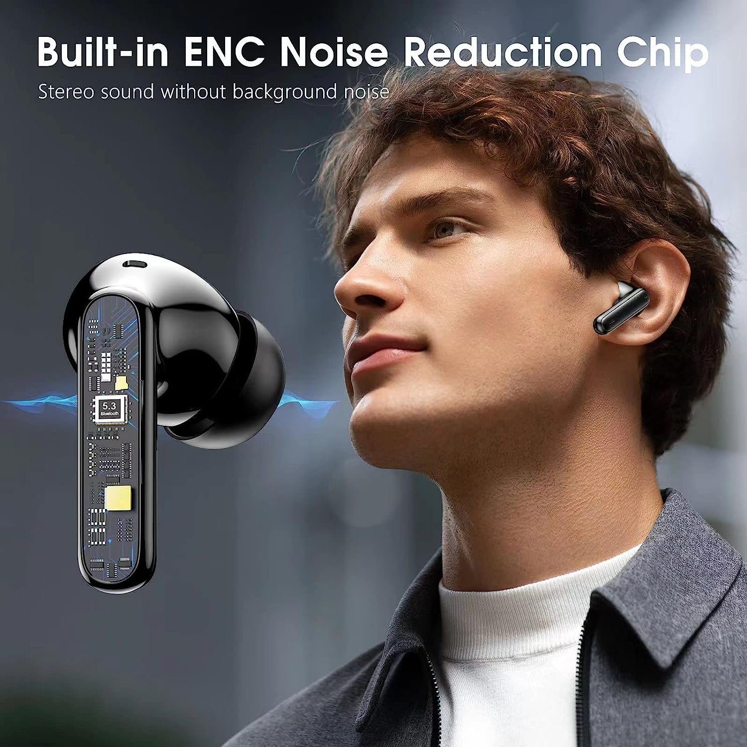 mit Bluetooth Cancelling USB-C) 50 Kabellos 5.3 Wasserdichte, IP7 Std Mutoy Kopfhörer Akku, Bluetooth Kopfhörer, Noise In-Ear-Kopfhörer Aufladen (Touch-Bedienung,