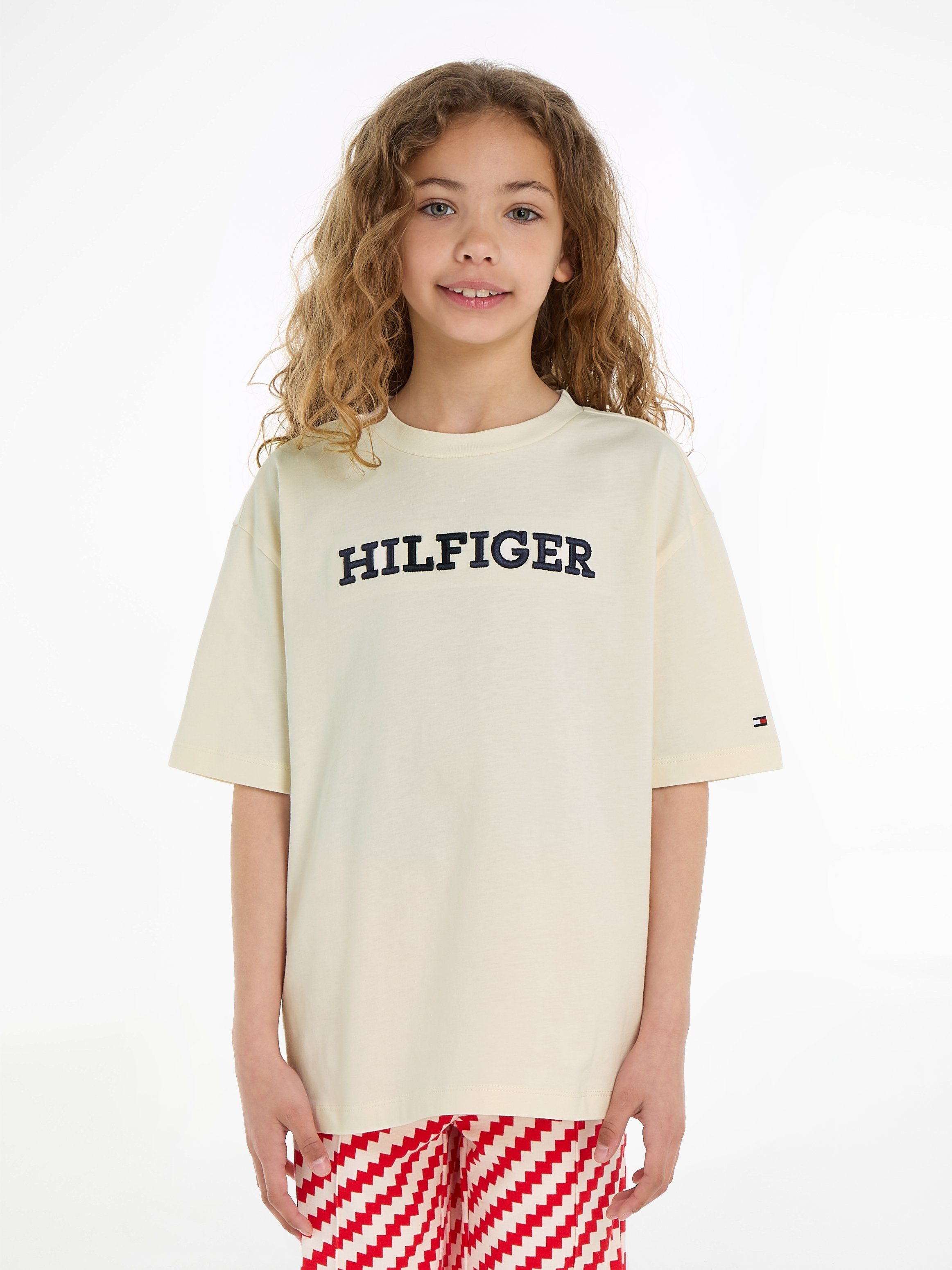 Tommy Hilfiger T-Shirt großer Liebling Ein mit MONOTYPE neuer für heiße Sommertage TEE Logo-Stickerei, U S/S
