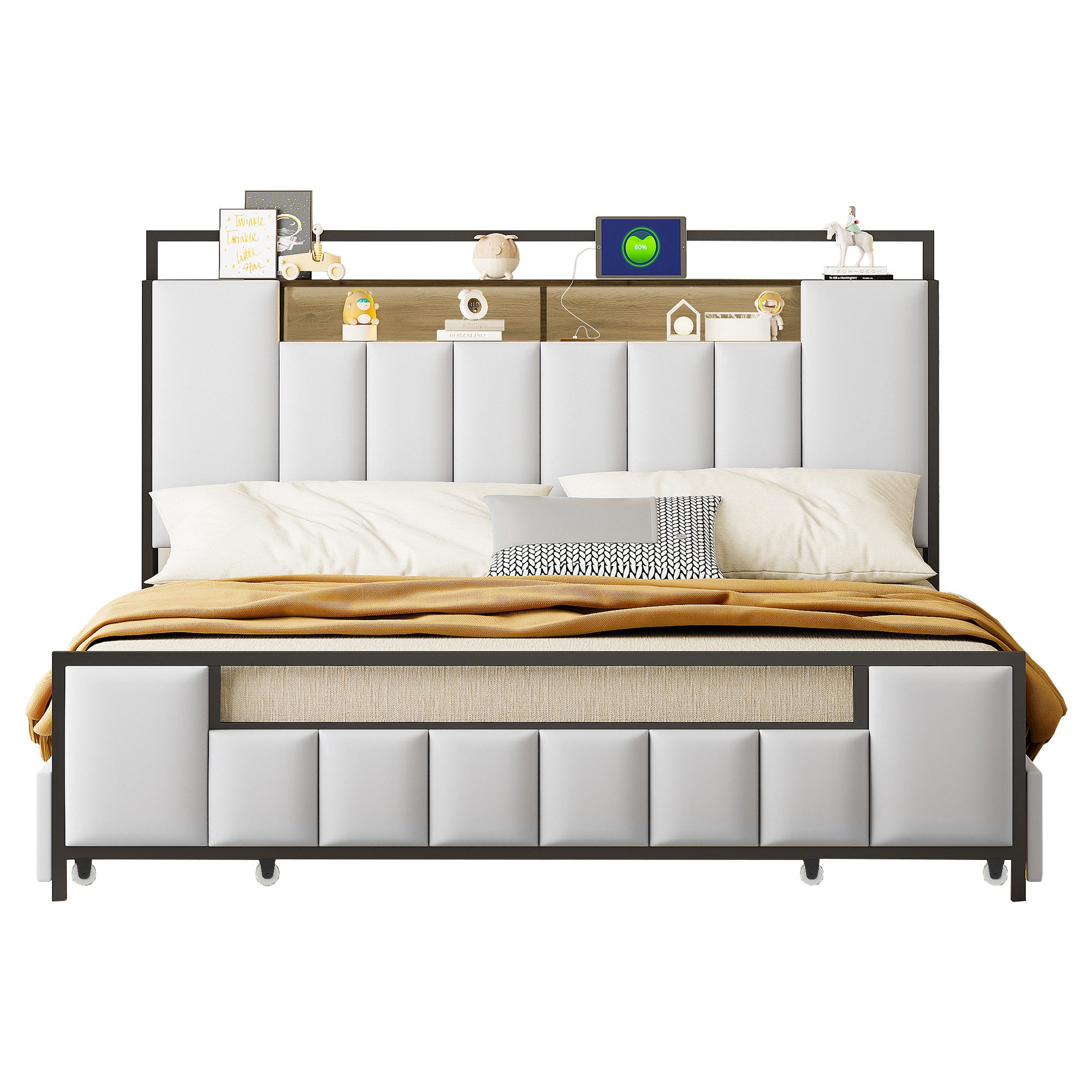 Flieks Metallbett, LED Polsterbett 160x200cm mit günstig online kaufen
