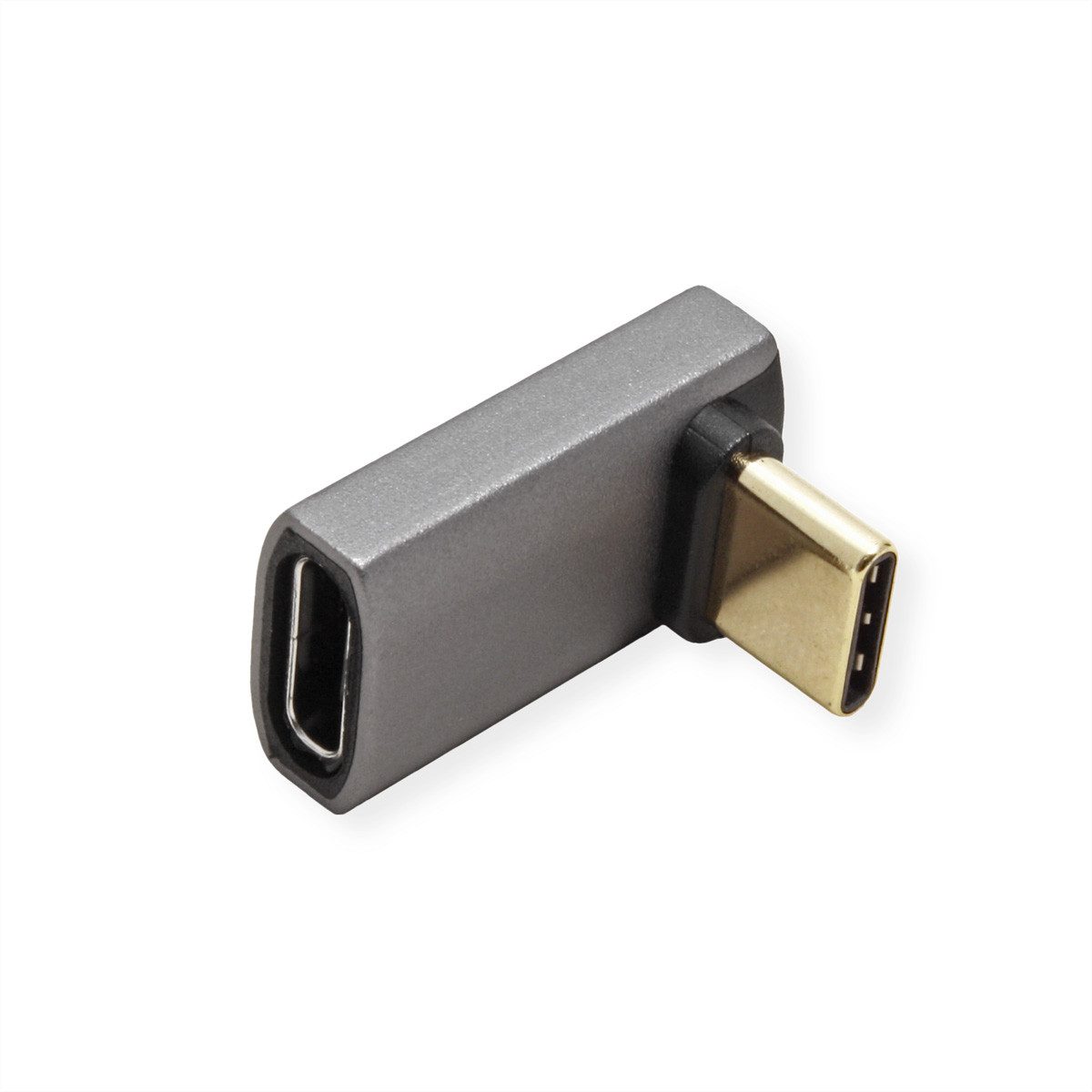 ROLINE USB4 Gen 3x2 Adapter Typ C ST/BU Computer-Adapter USB Typ C (USB-C) Männlich (Stecker) zu USB Typ C (USB-C) Weiblich (Buchse), Aluminium, 90°, breit
