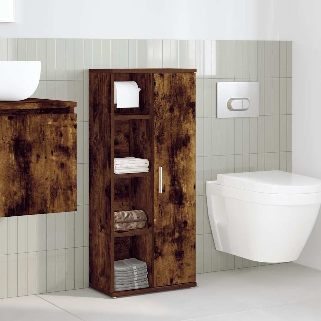 vidaXL Badezimmer-Set Badezimmerschrank mit Rollenhalter Räuchereiche günstig online kaufen