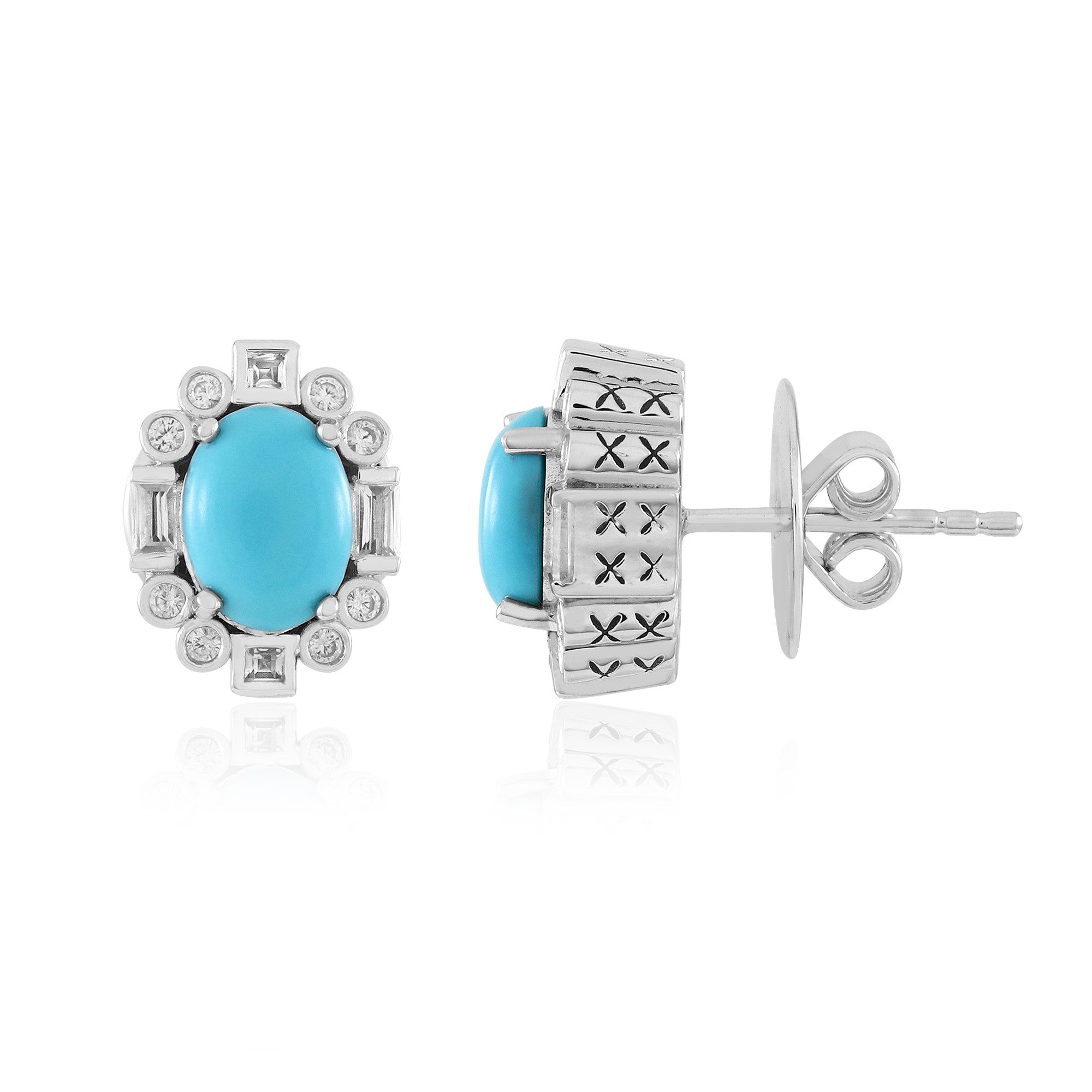 Cavill Ohrring-Set Cavill Ohrstecker 1,67 ct Türkis & 2,17 ct Weißer Topas Rhodiniert (2-tlg)